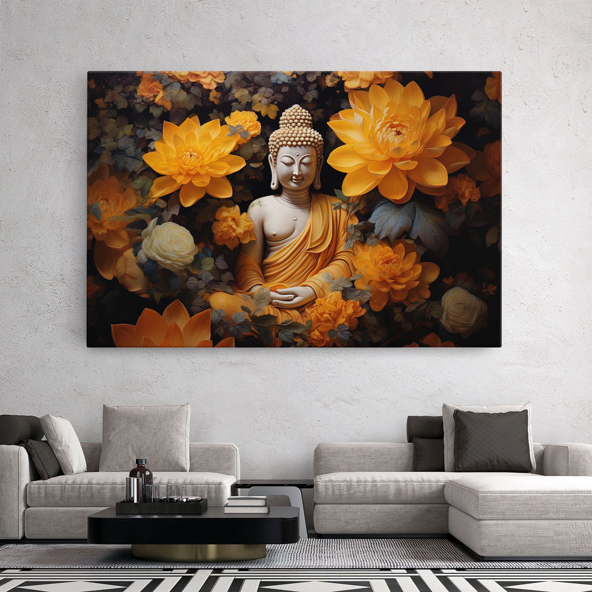 Buddha Big Flowers mockup 2