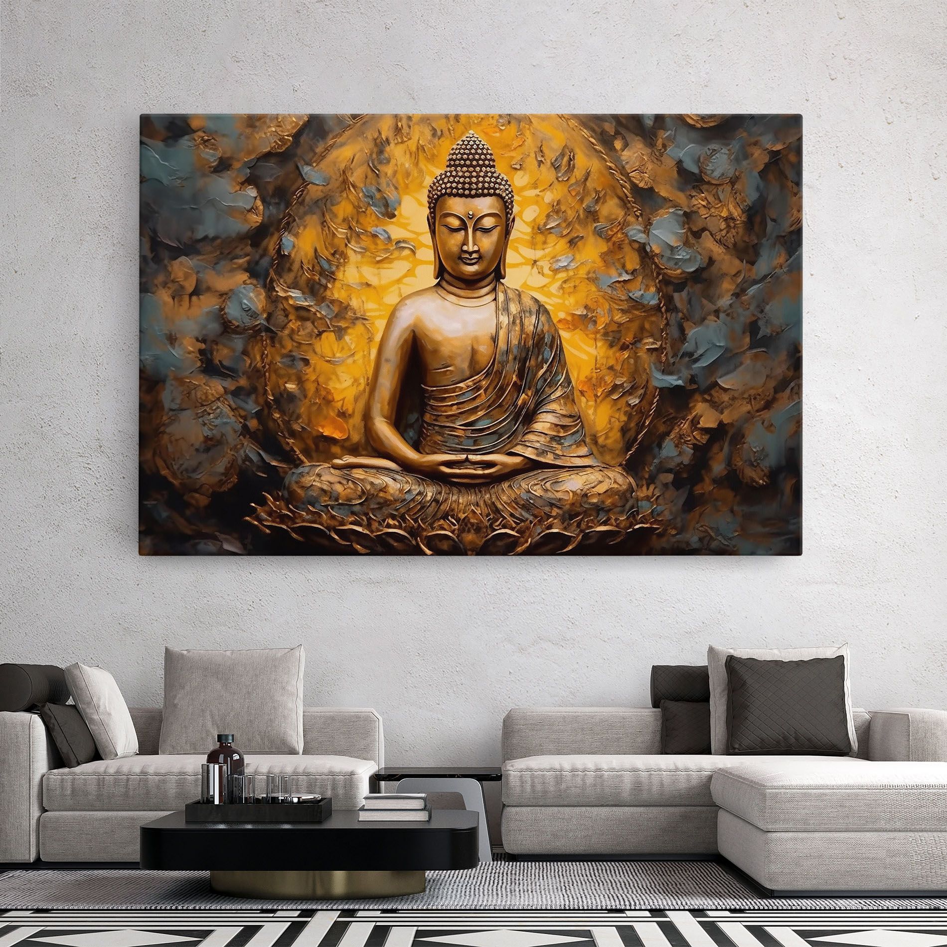 Gold Grey Buddha mockup 2
