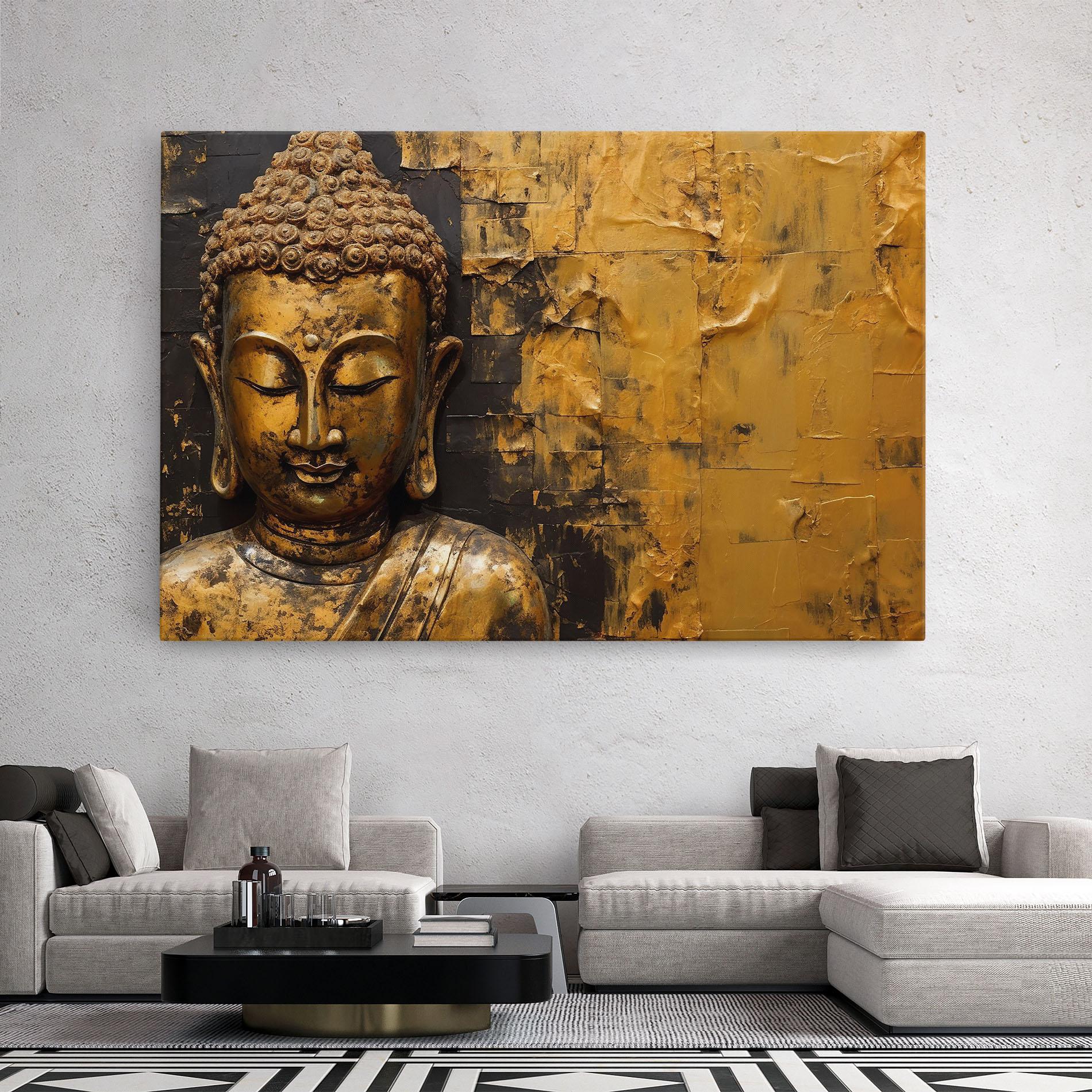Vászonkép Gold Paint Buddha mockup 2