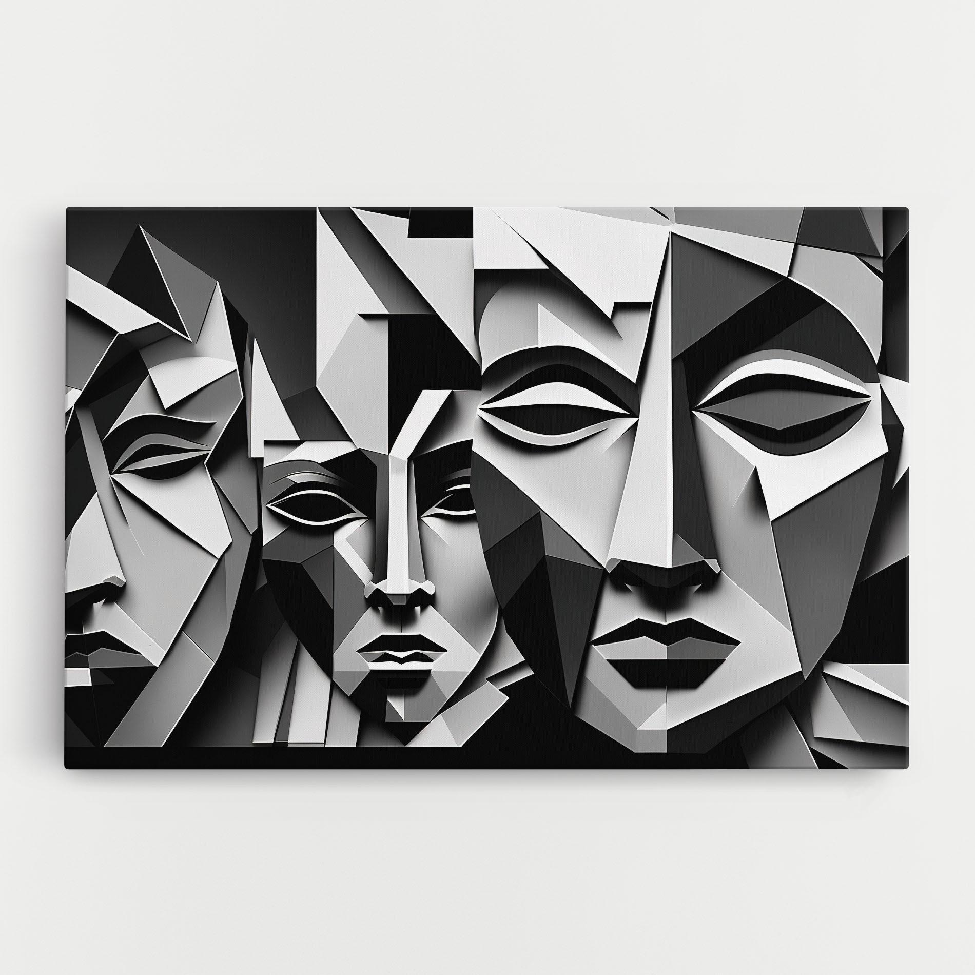 Vászonkép Grey Faces Collage mockup 0