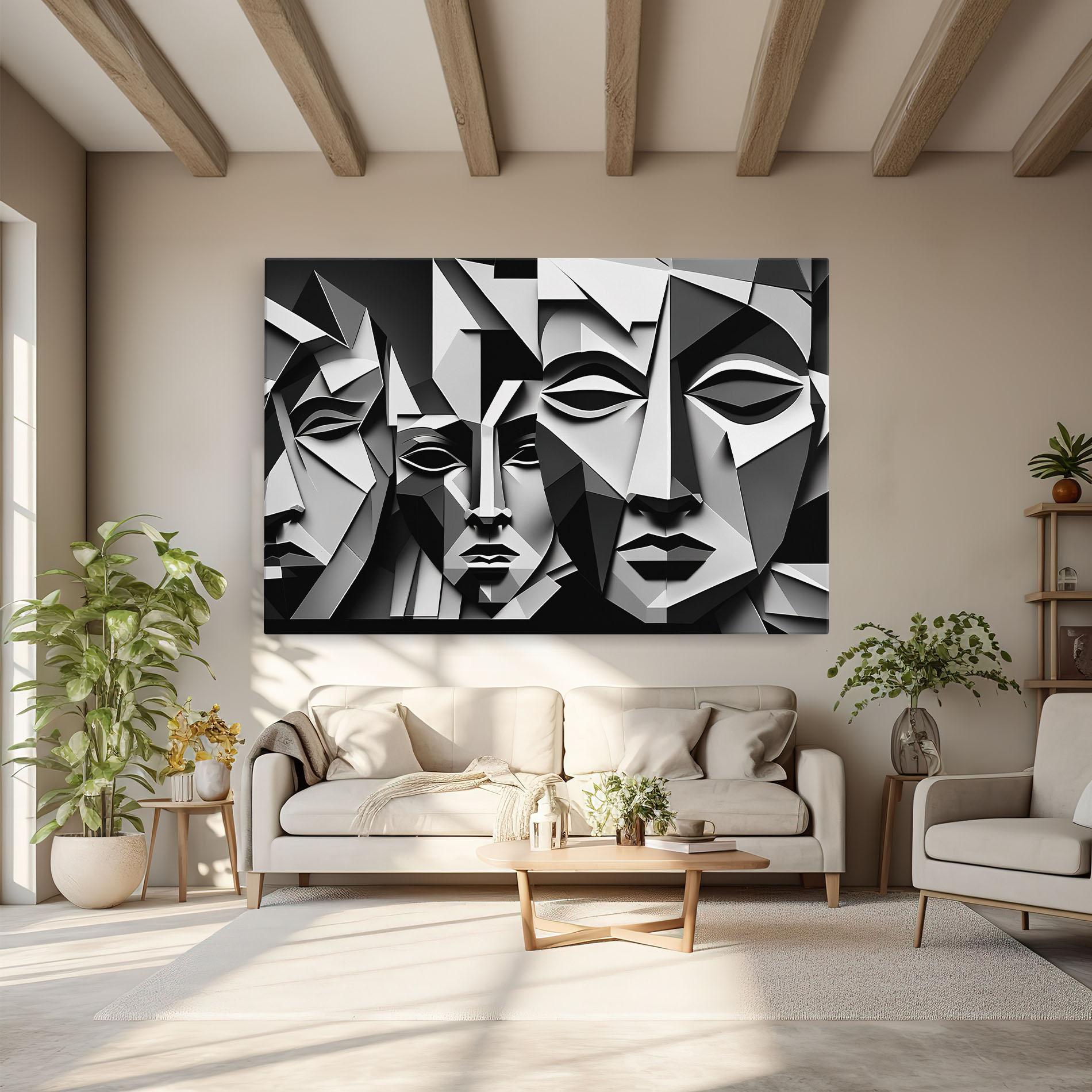 Vászonkép Grey Faces Collage mockup 6