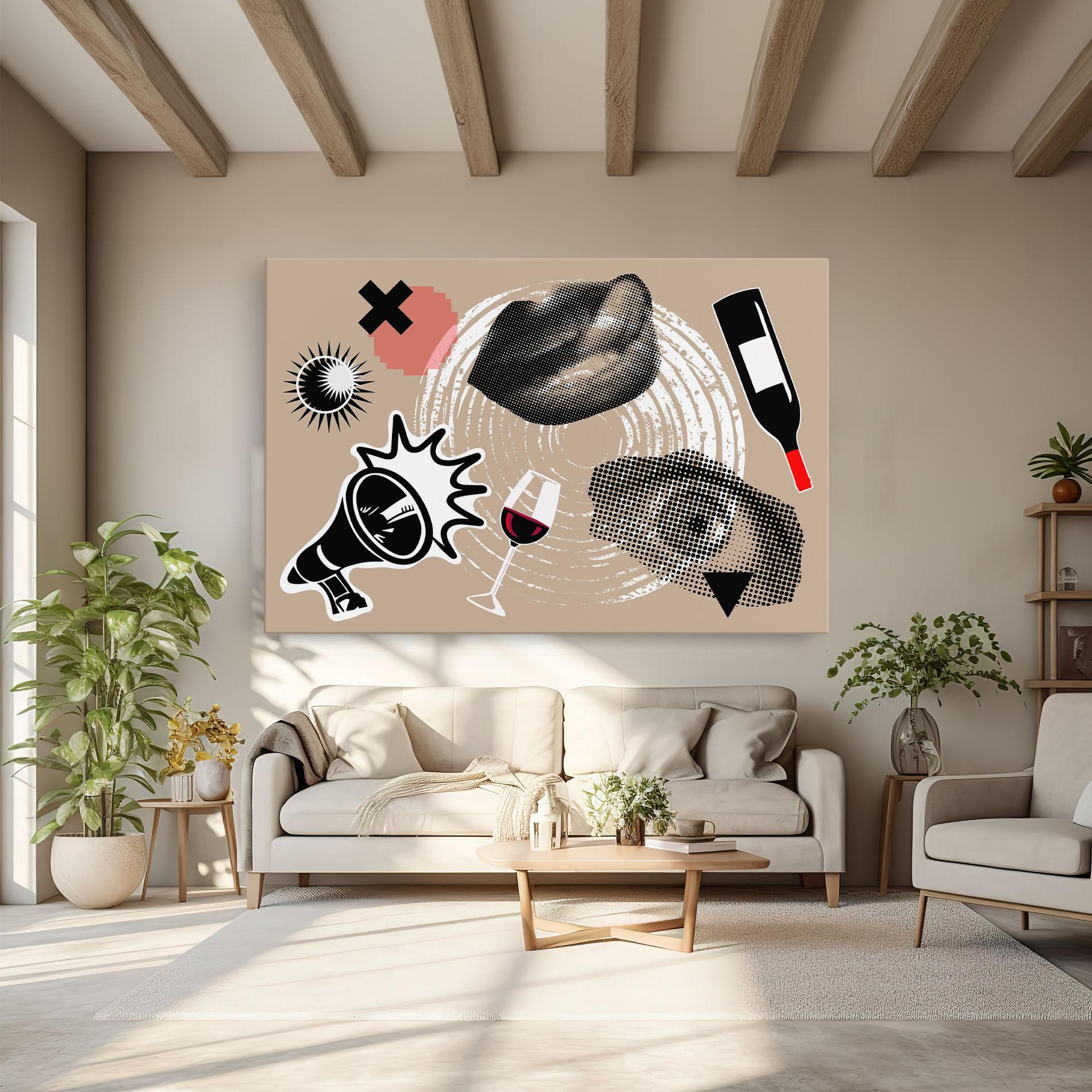 Vászonkép Lips Mouth Collage mockup 6