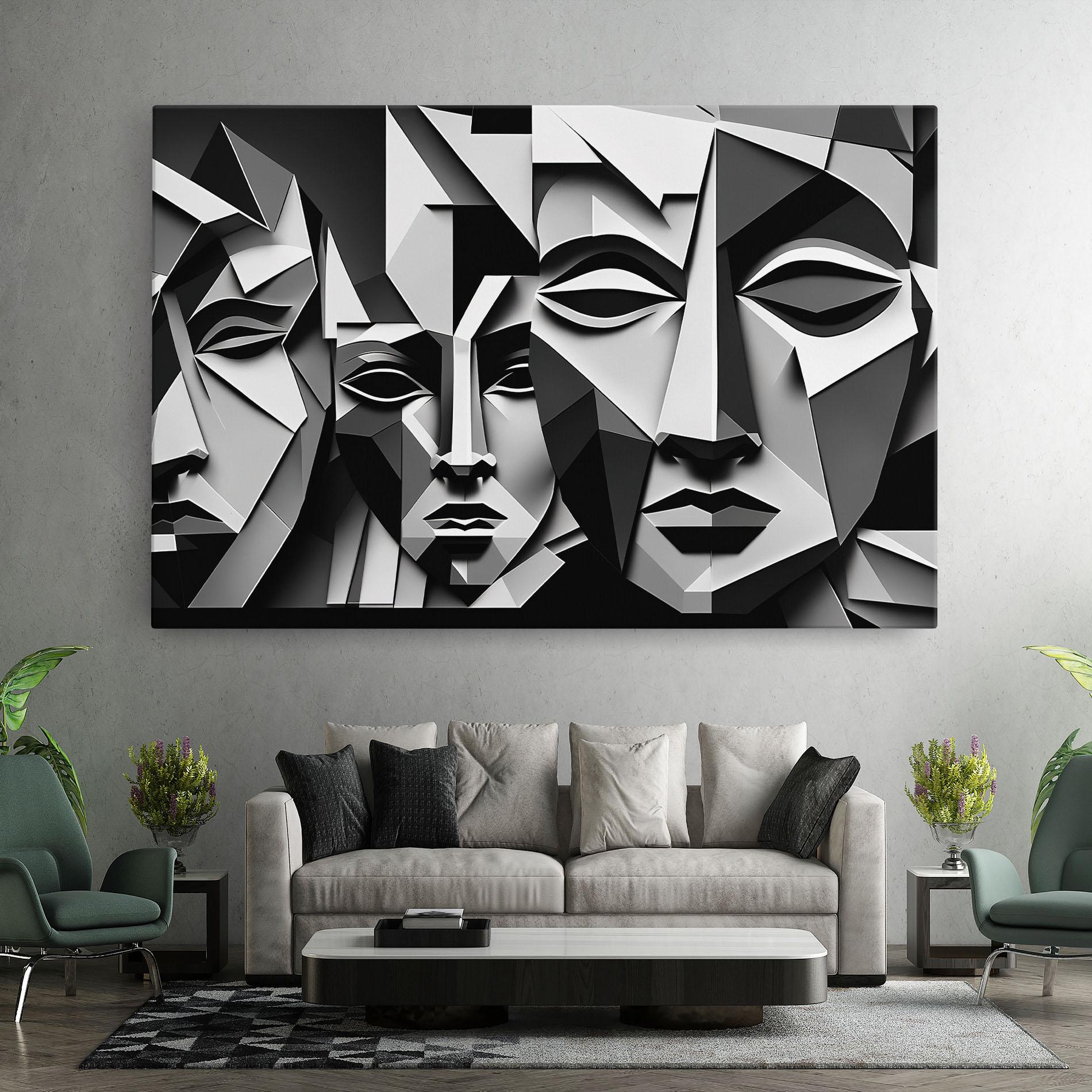 Vászonkép Grey Faces Collage mockup 7