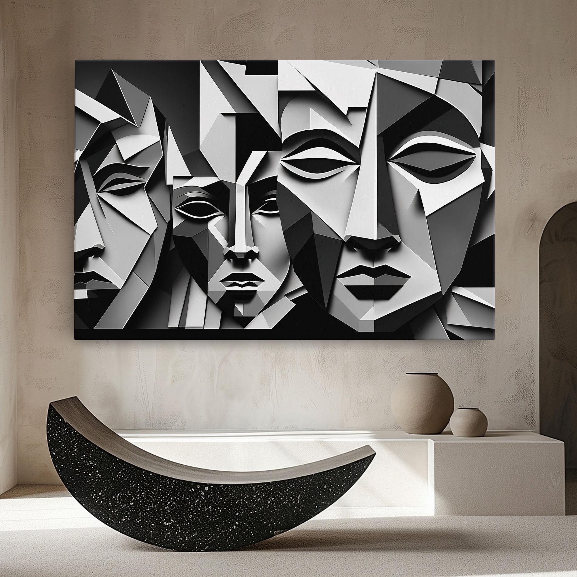 Vászonkép Grey Faces Collage mockup 8