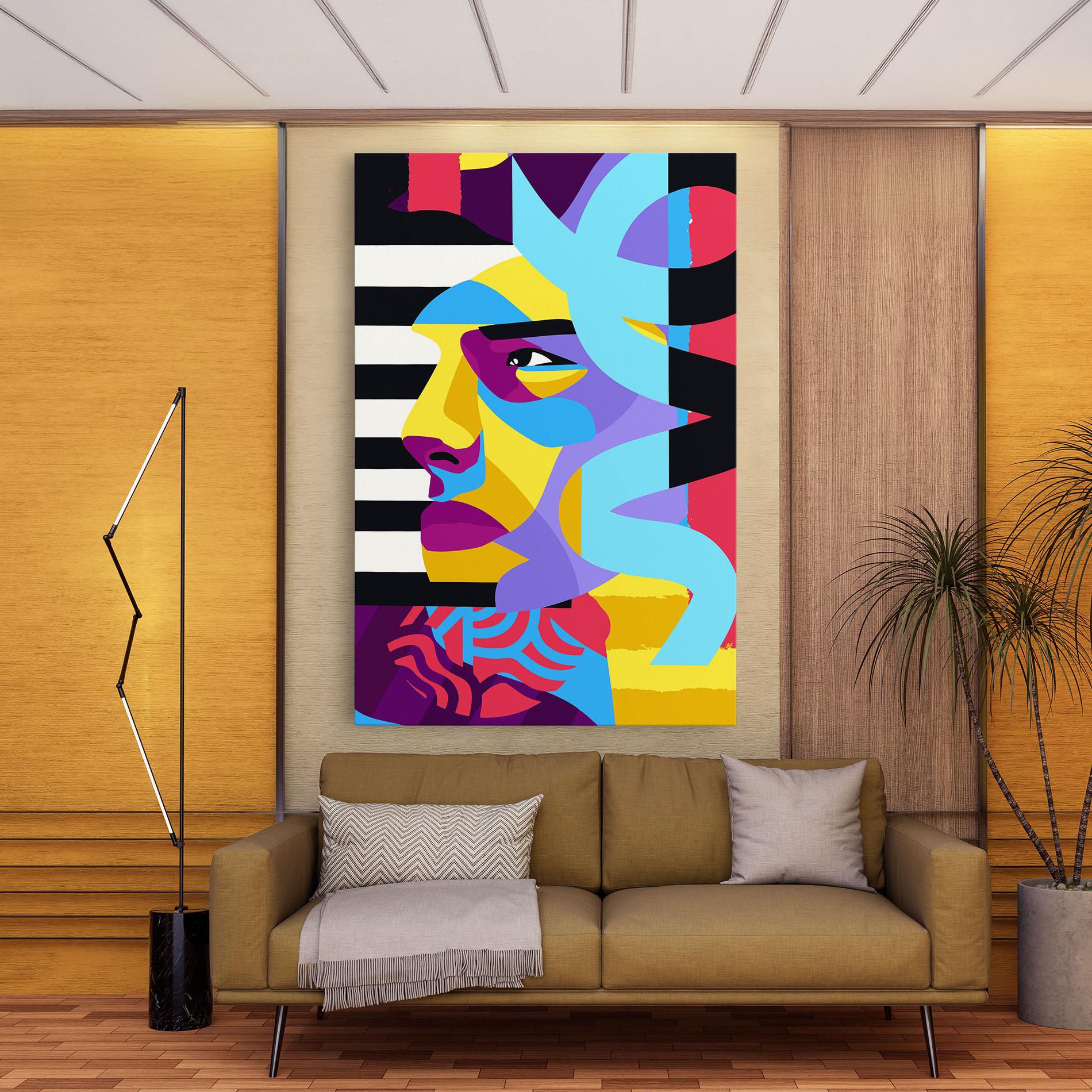 Vászonkép Abstract Male Face mockup 9