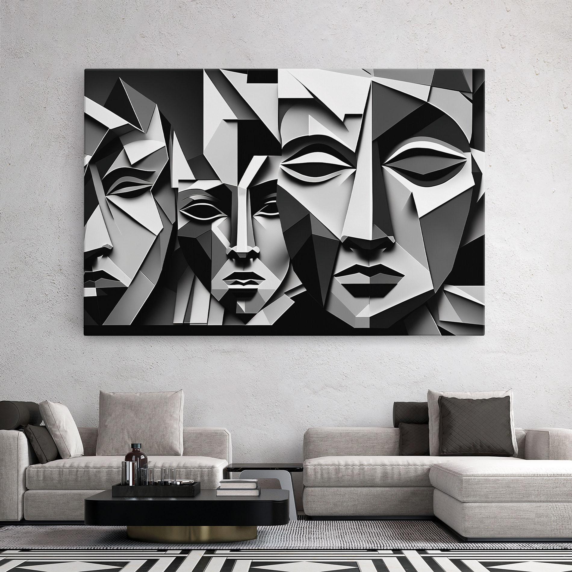 Vászonkép Grey Faces Collage mockup 2