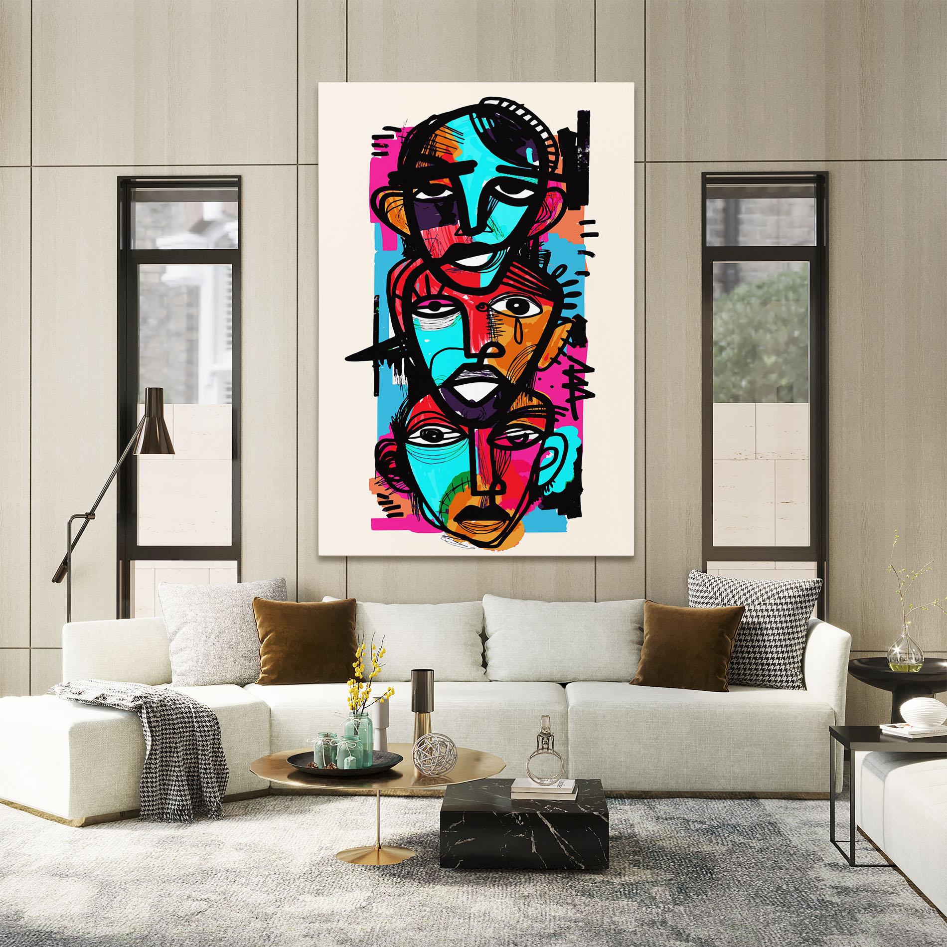 Vászonkép Blue Orange Faces mockup 2