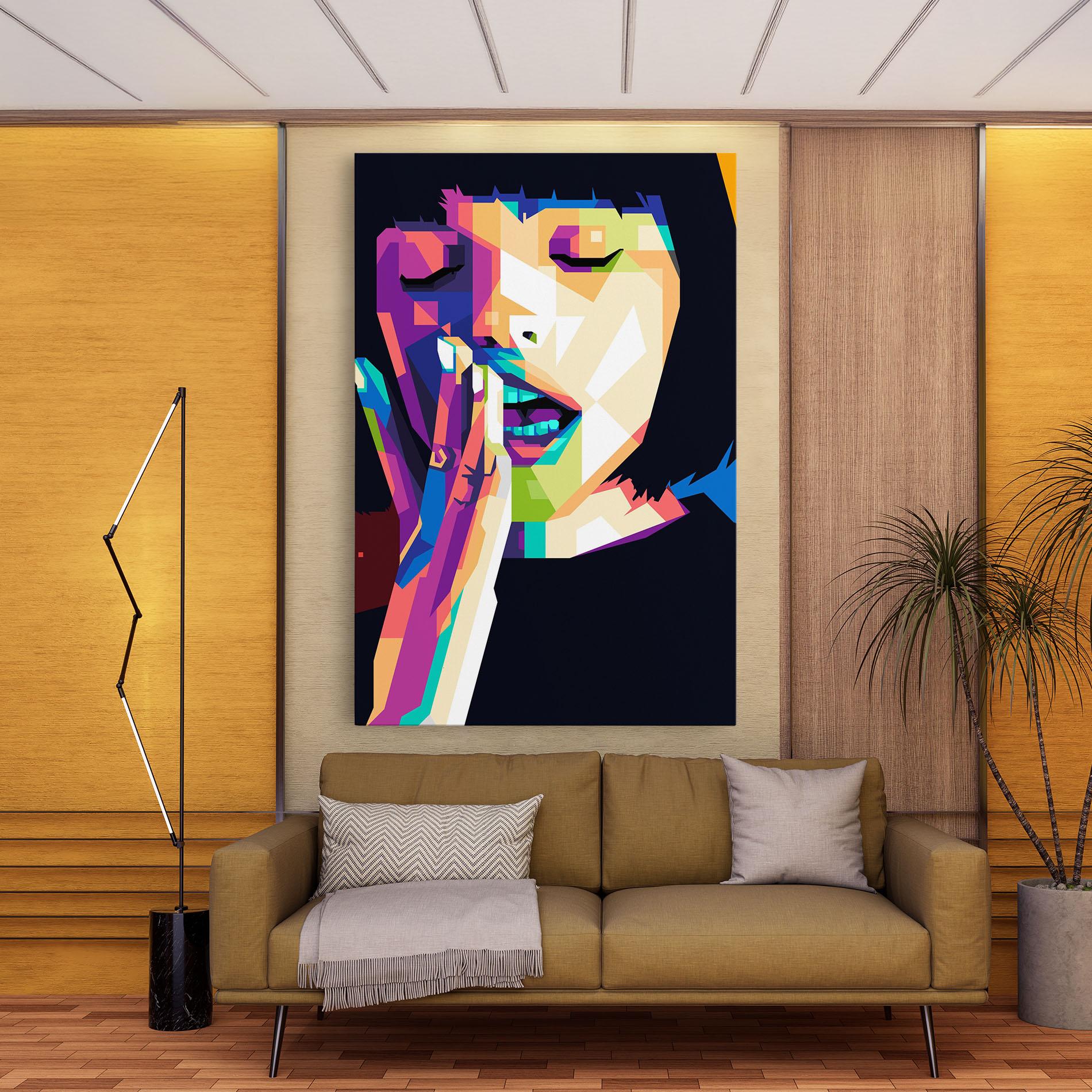 Vászonkép Polygonal Pretty Girl mockup 9