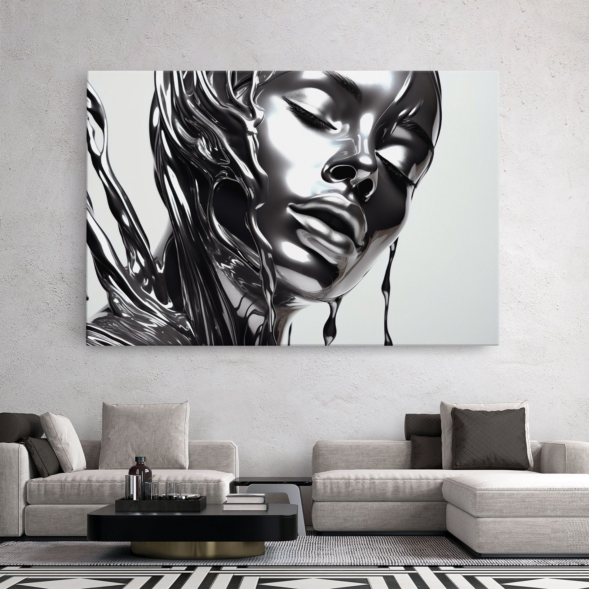 Silver Liquid Woman mockup 2