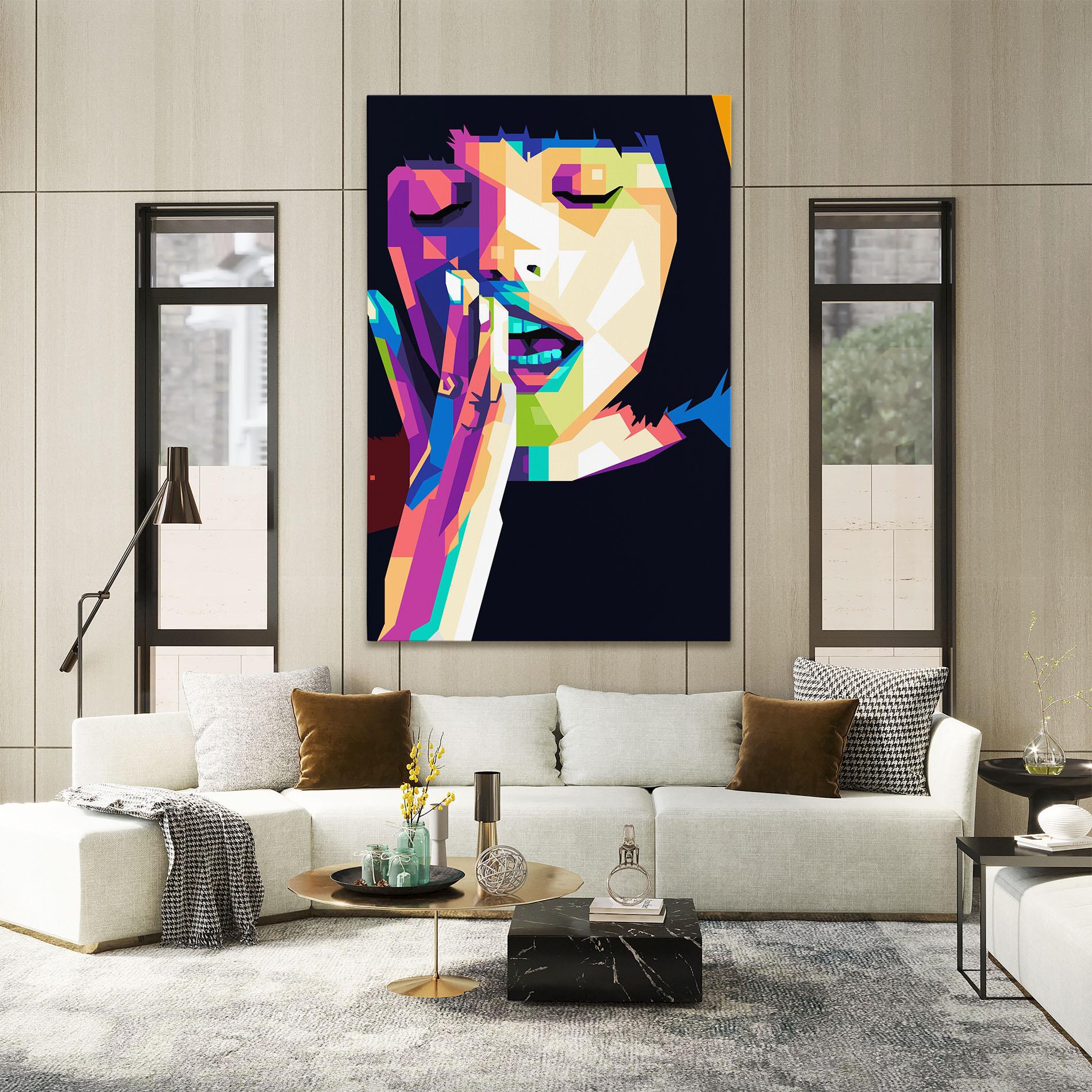 Vászonkép Polygonal Pretty Girl mockup 2