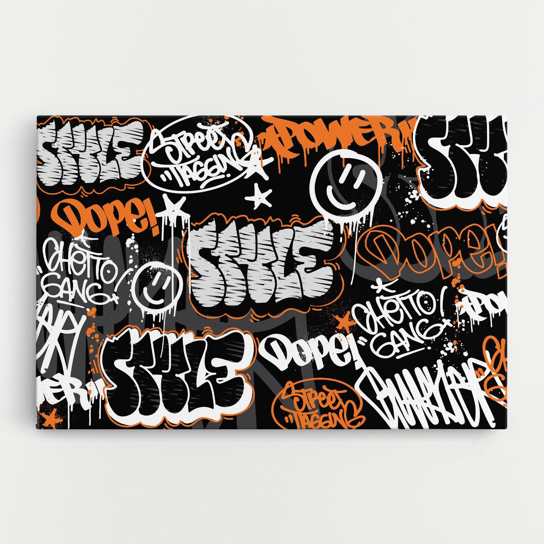 Vászonkép Orange Black Graffiti mockup 0