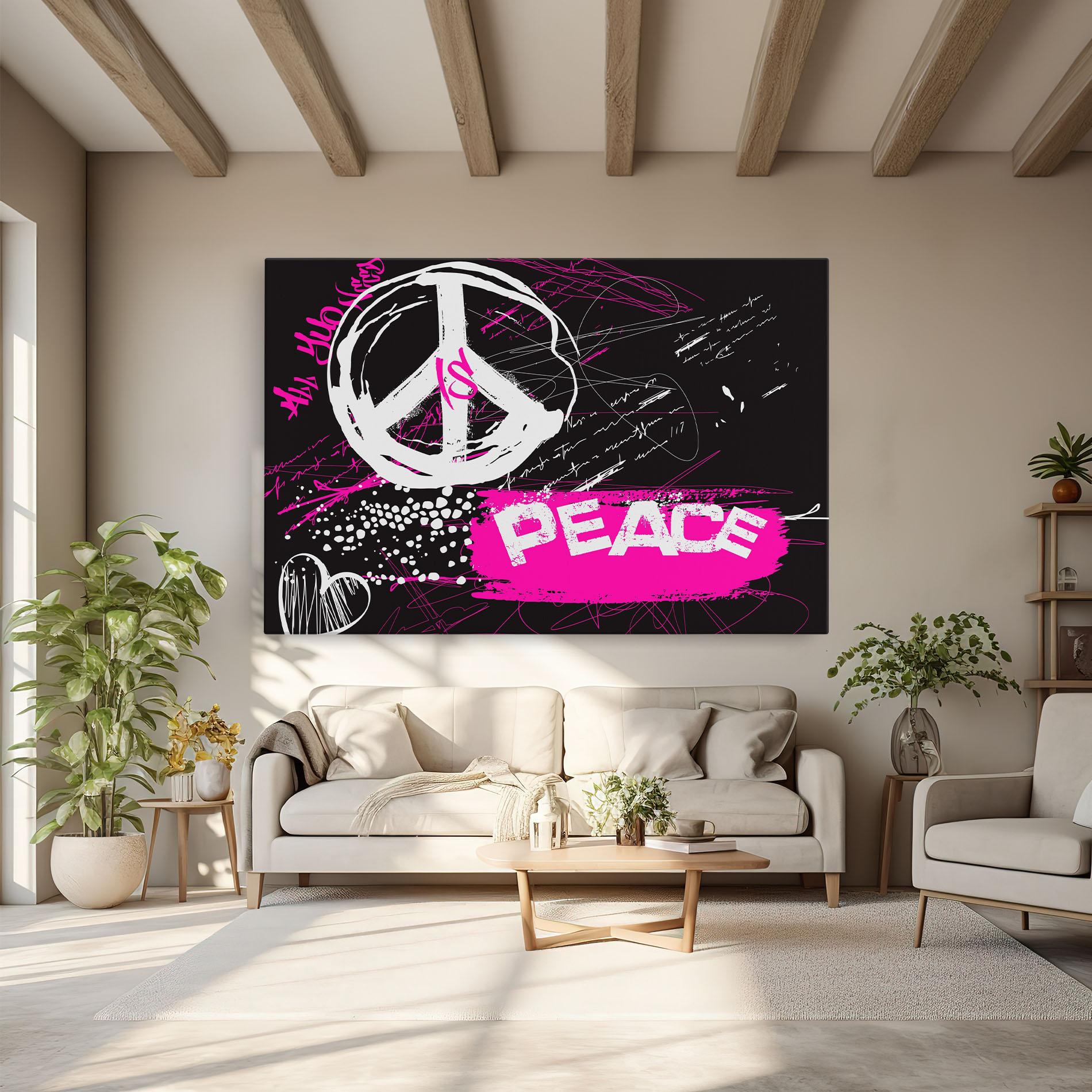 Vászonkép Graffiti Pink Peace mockup 6