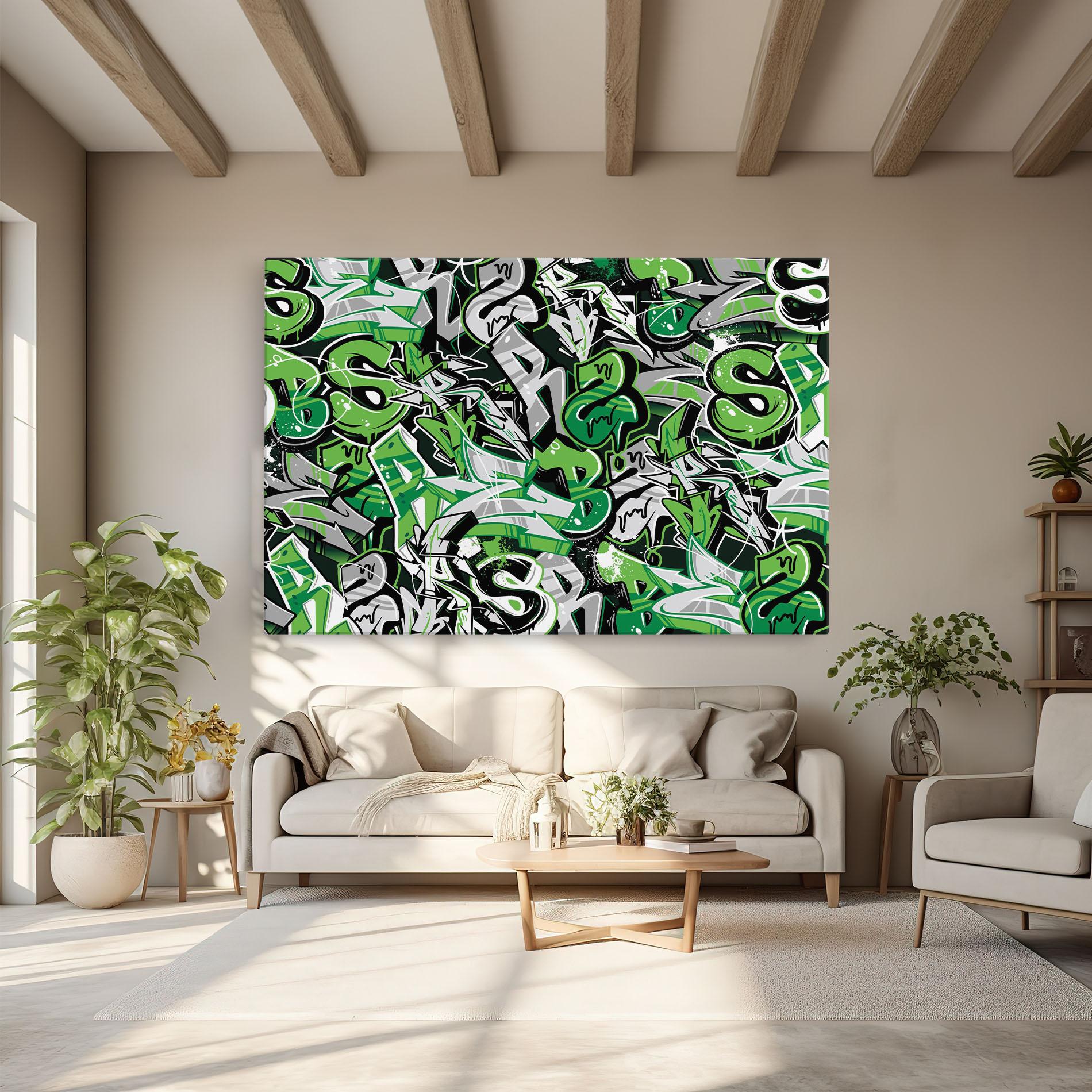 Vászonkép Green Graffiti Letters mockup 6