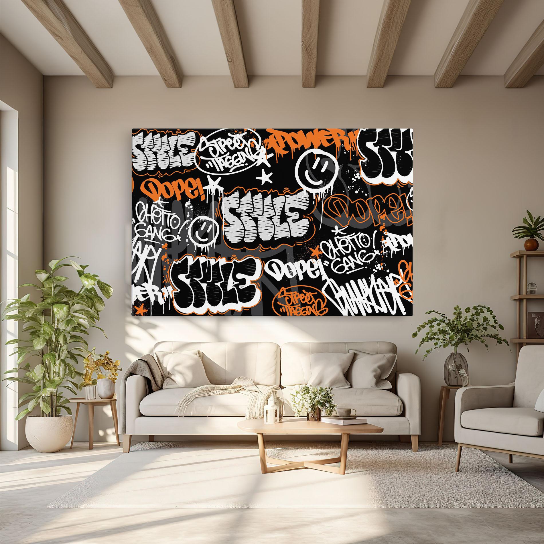 Vászonkép Orange Black Graffiti mockup 6