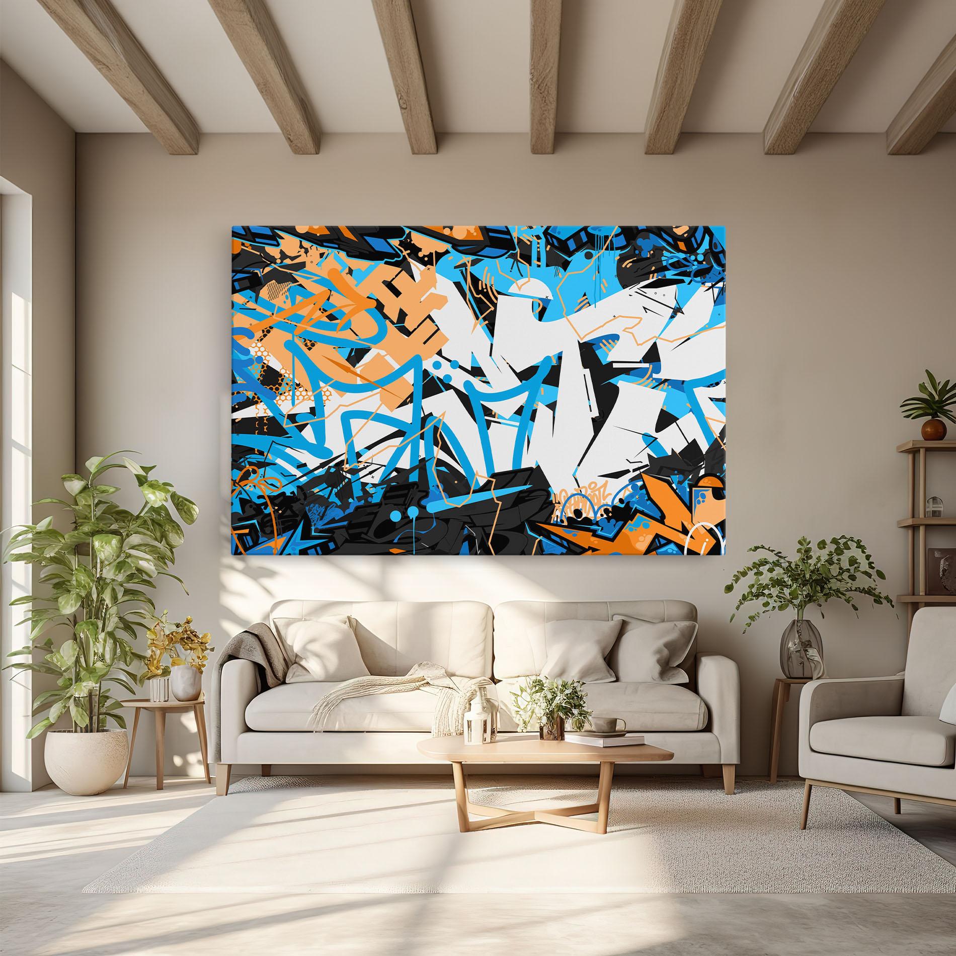 Vászonkép White Orange Graffiti mockup 6