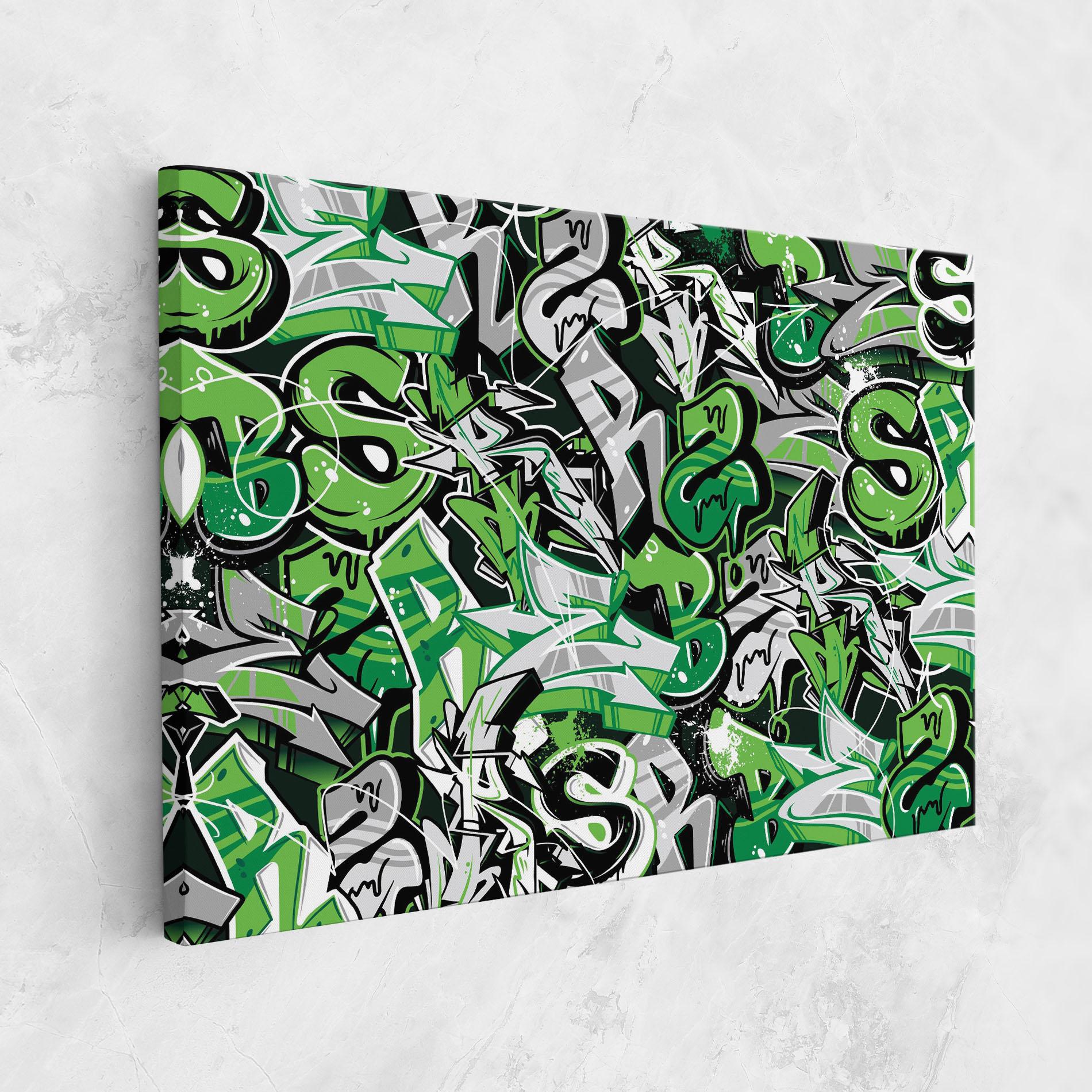 Vászonkép Green Graffiti Letters mockup 1