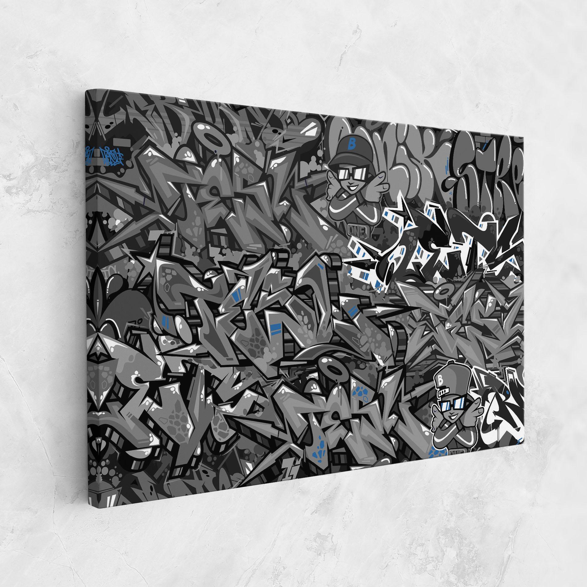 Vászonkép Grey Blue Graffiti mockup 1