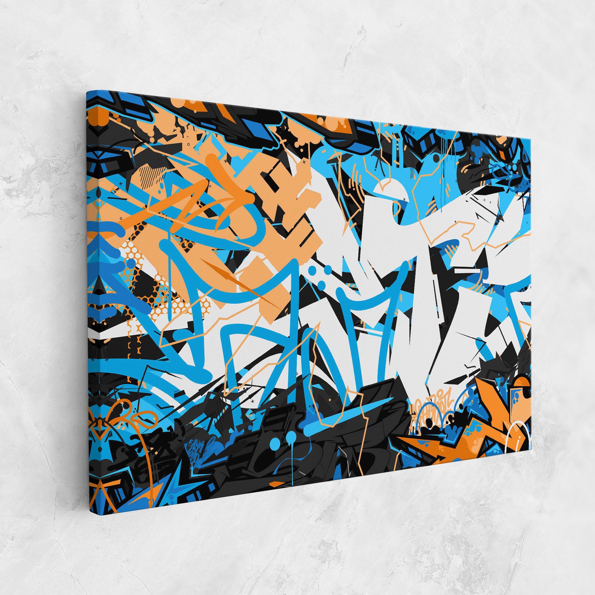 Vászonkép White Orange Graffiti mockup 1
