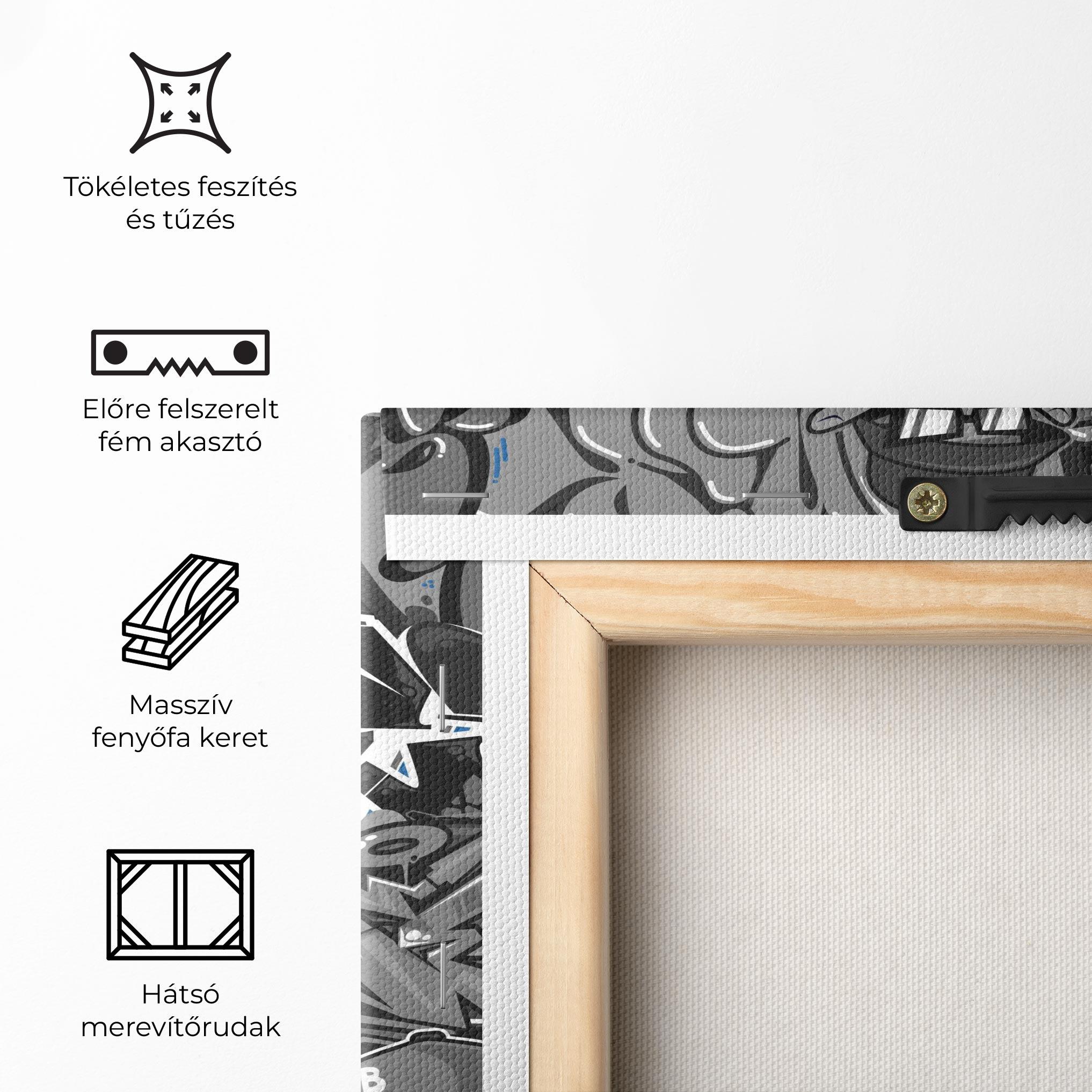 Vászonkép Grey Blue Graffiti mockup 5