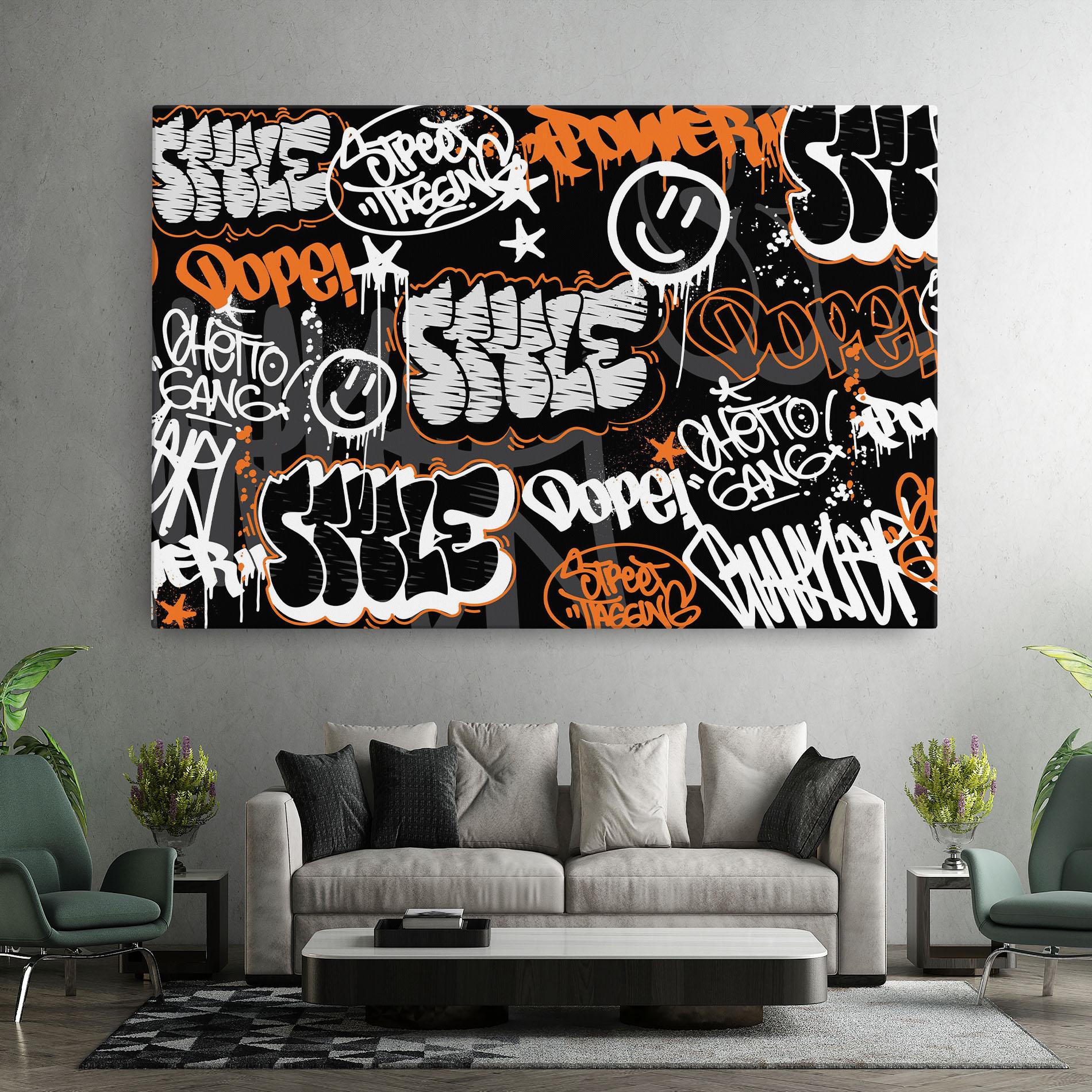 Vászonkép Orange Black Graffiti mockup 7