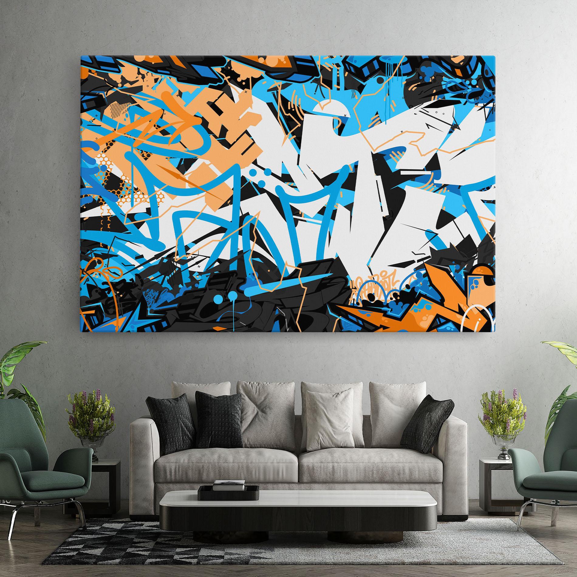 Vászonkép White Orange Graffiti mockup 7