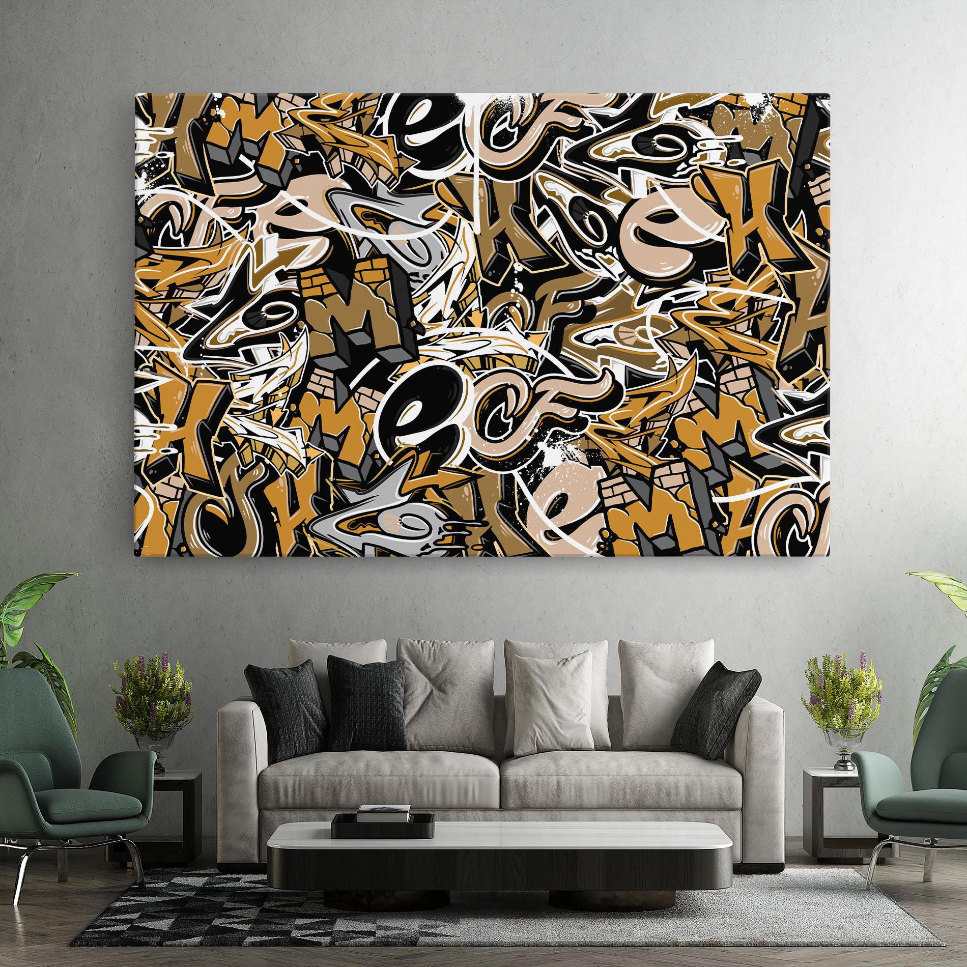 Vászonkép Yellow White Graffiti mockup 7