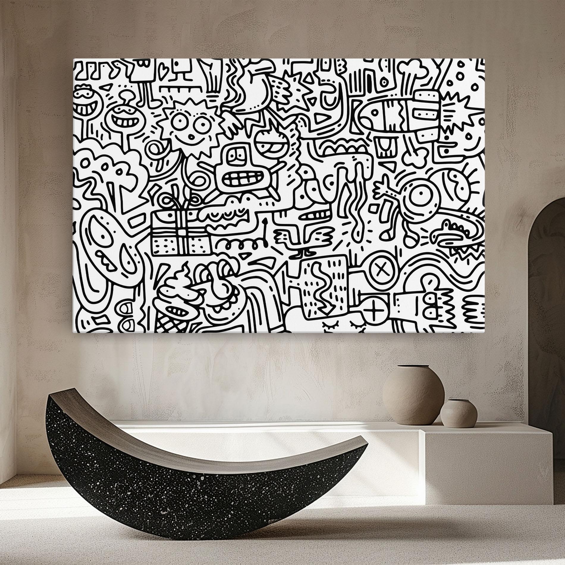 Vászonkép Doodle Black Line mockup 8