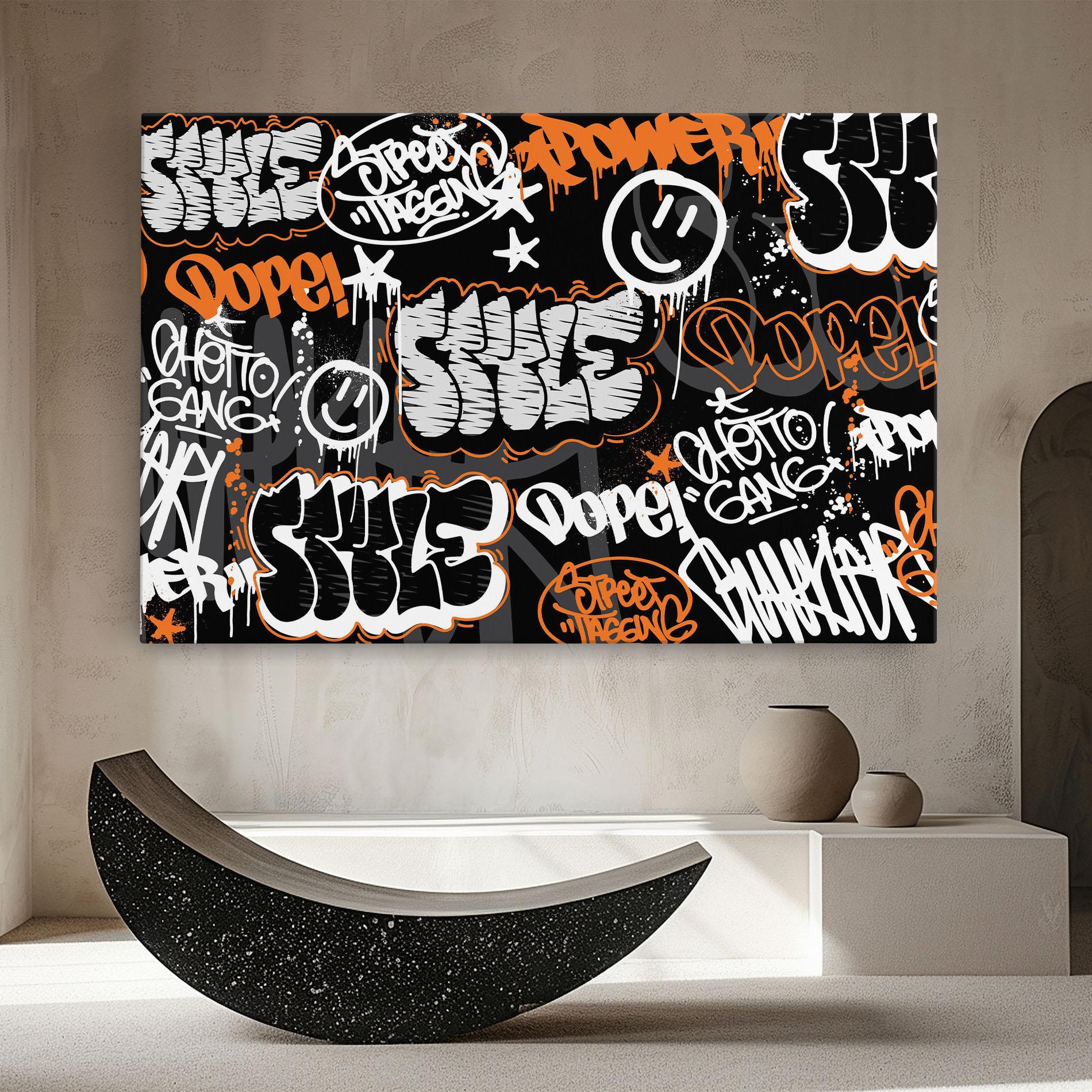 Vászonkép Orange Black Graffiti mockup 8
