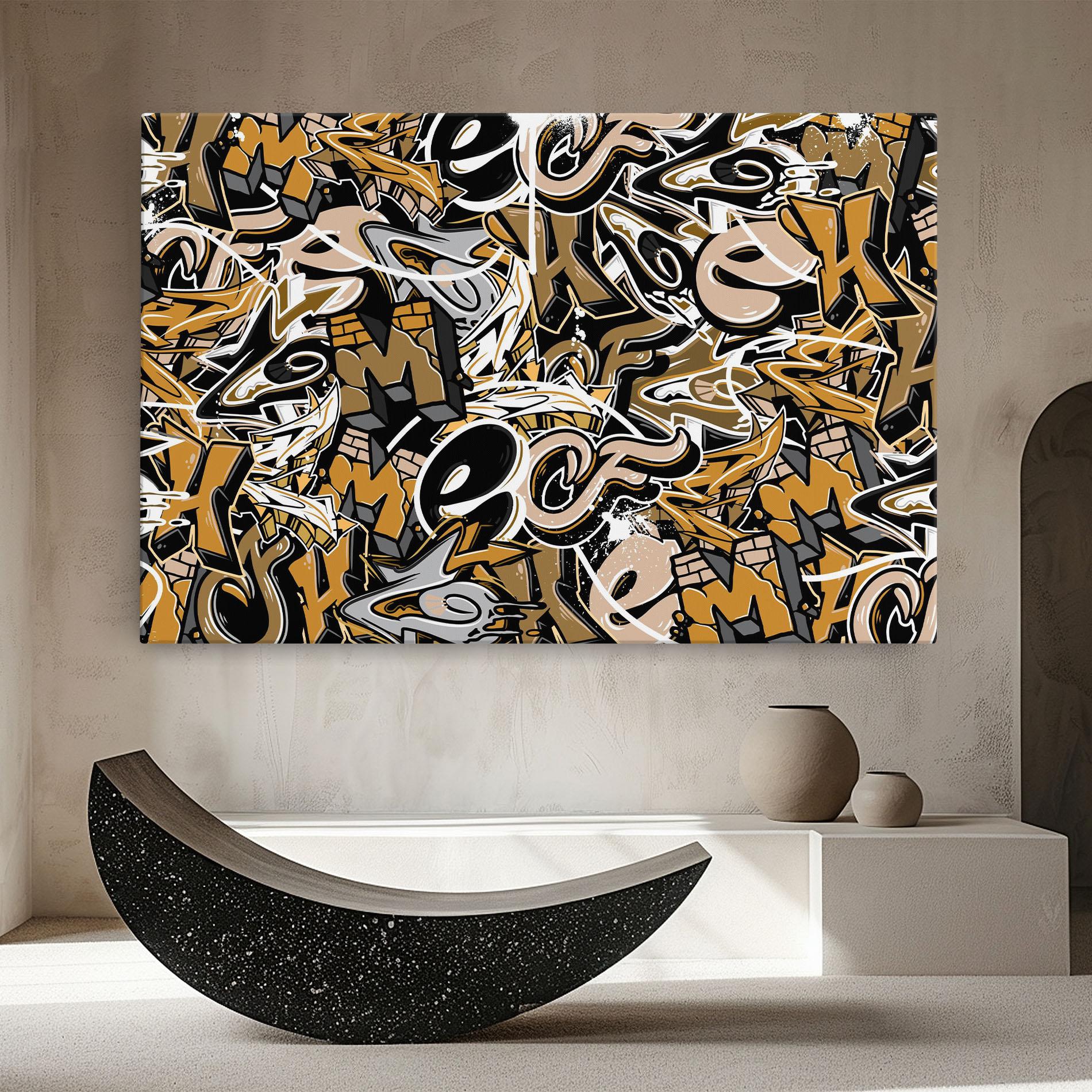 Vászonkép Yellow White Graffiti mockup 8