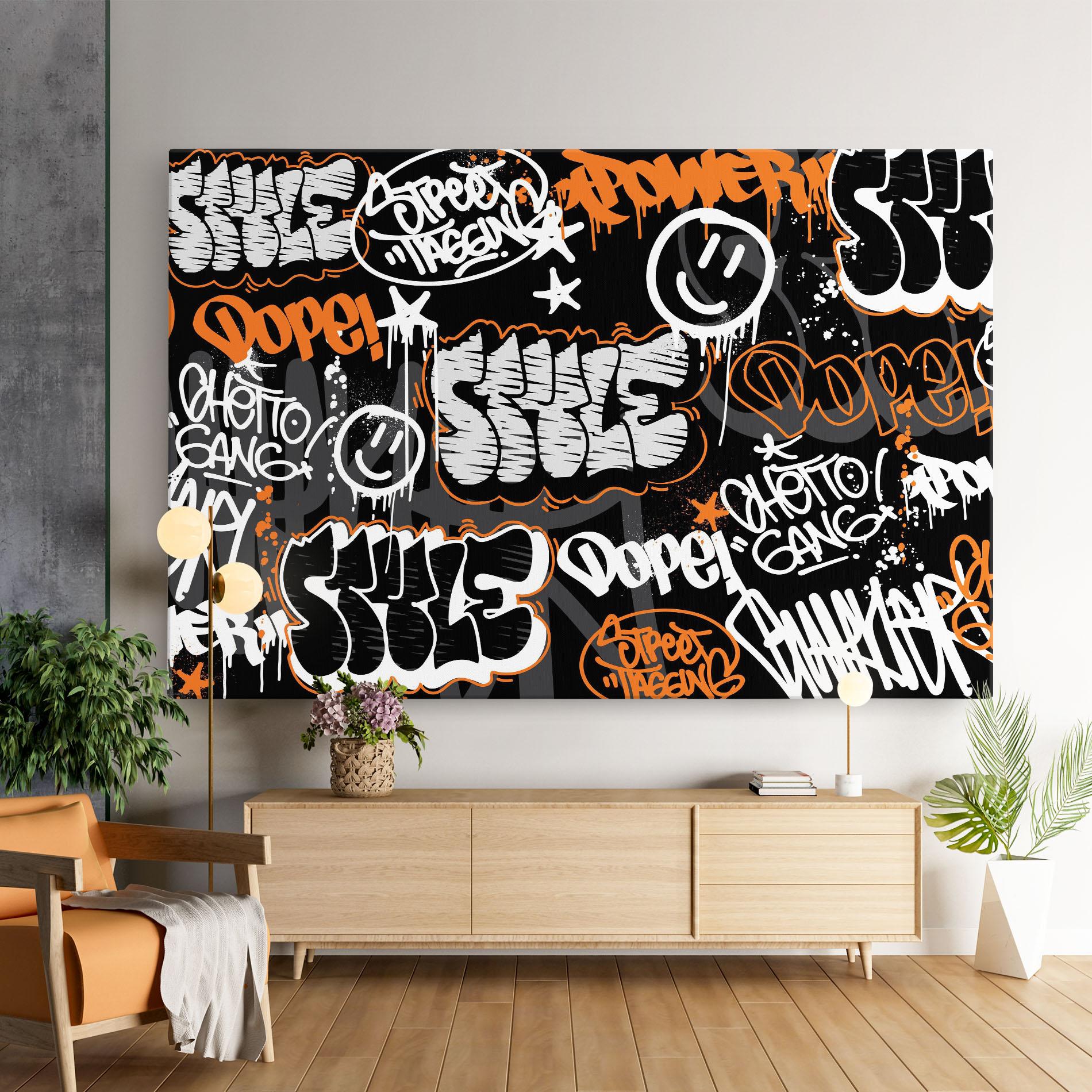Vászonkép Orange Black Graffiti mockup 9