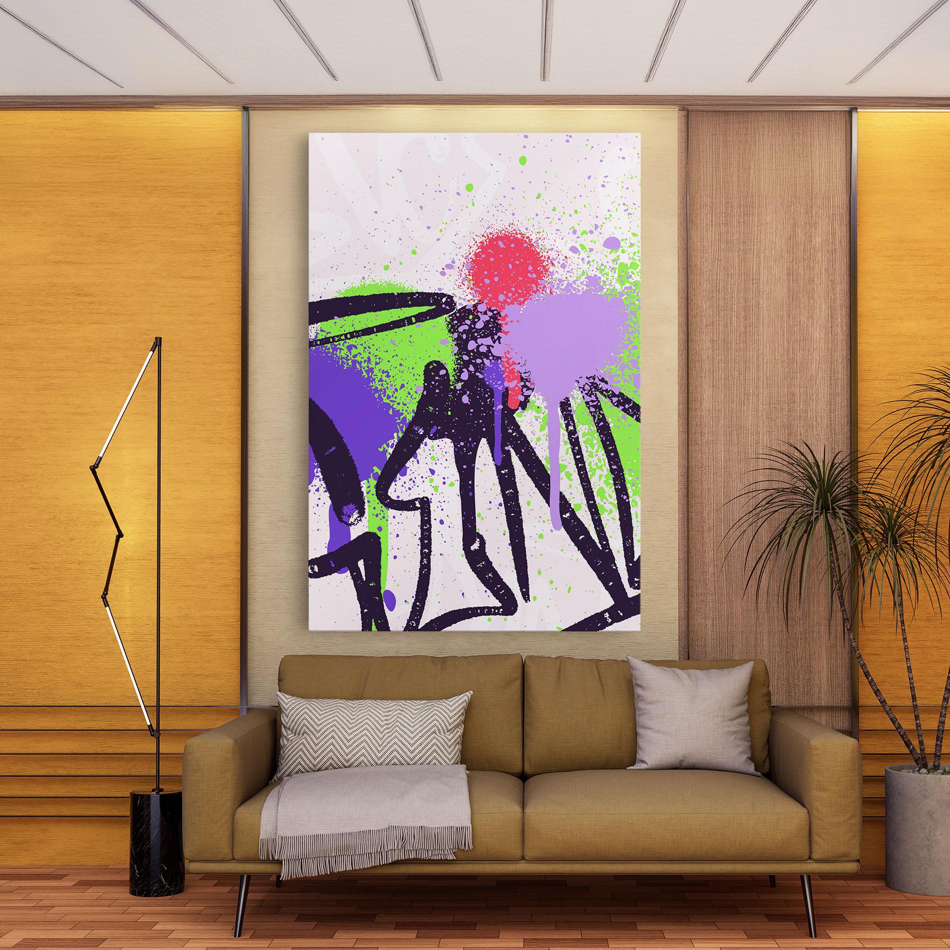 Vászonkép Green Purple Graffiti mockup 9
