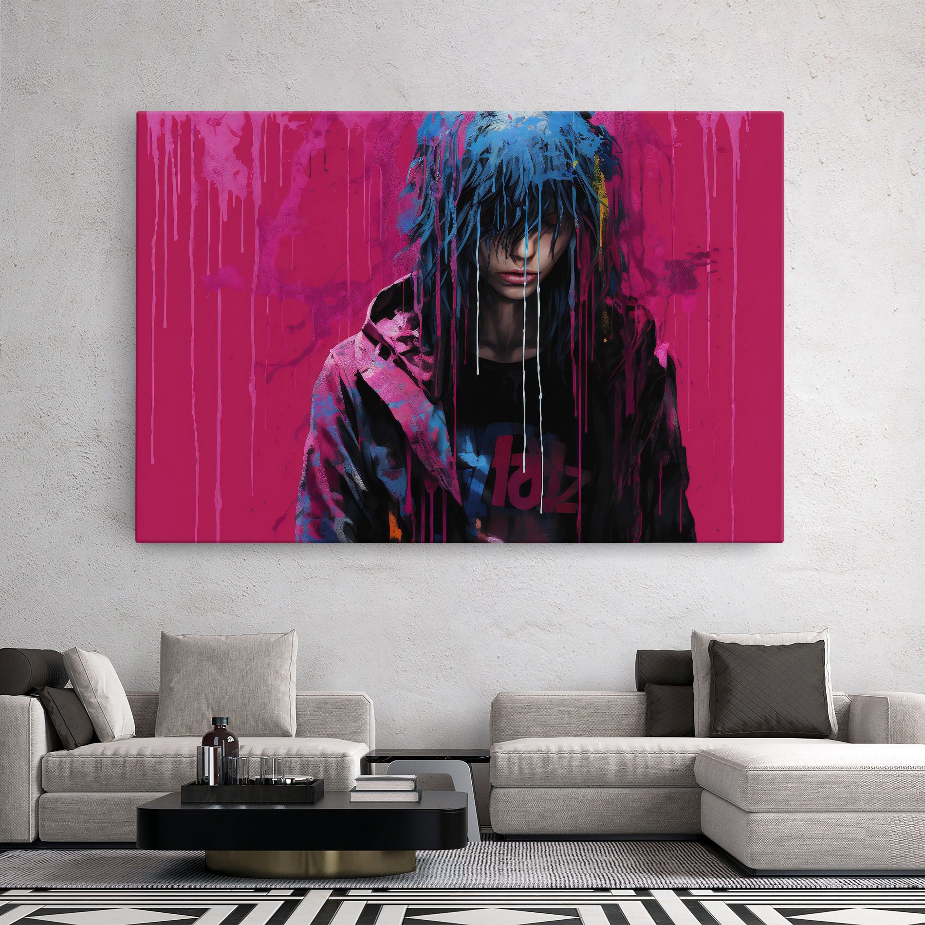 Blue Pink Falling Paint mockup 2