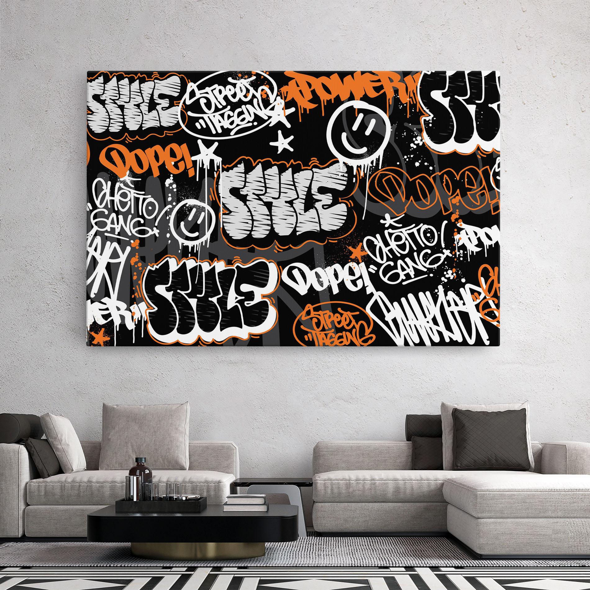 Vászonkép Orange Black Graffiti mockup 2