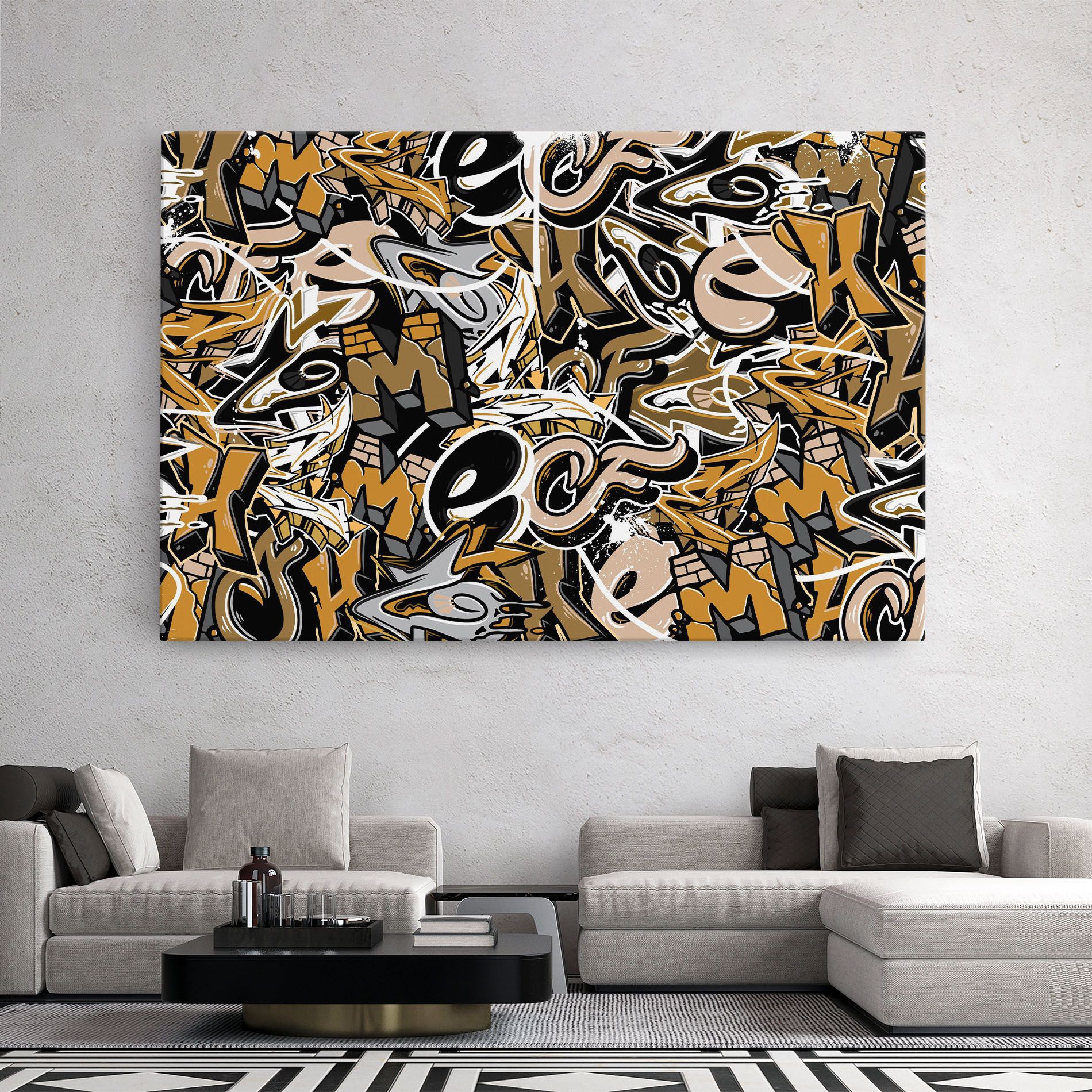 Yellow White Graffiti mockup 2