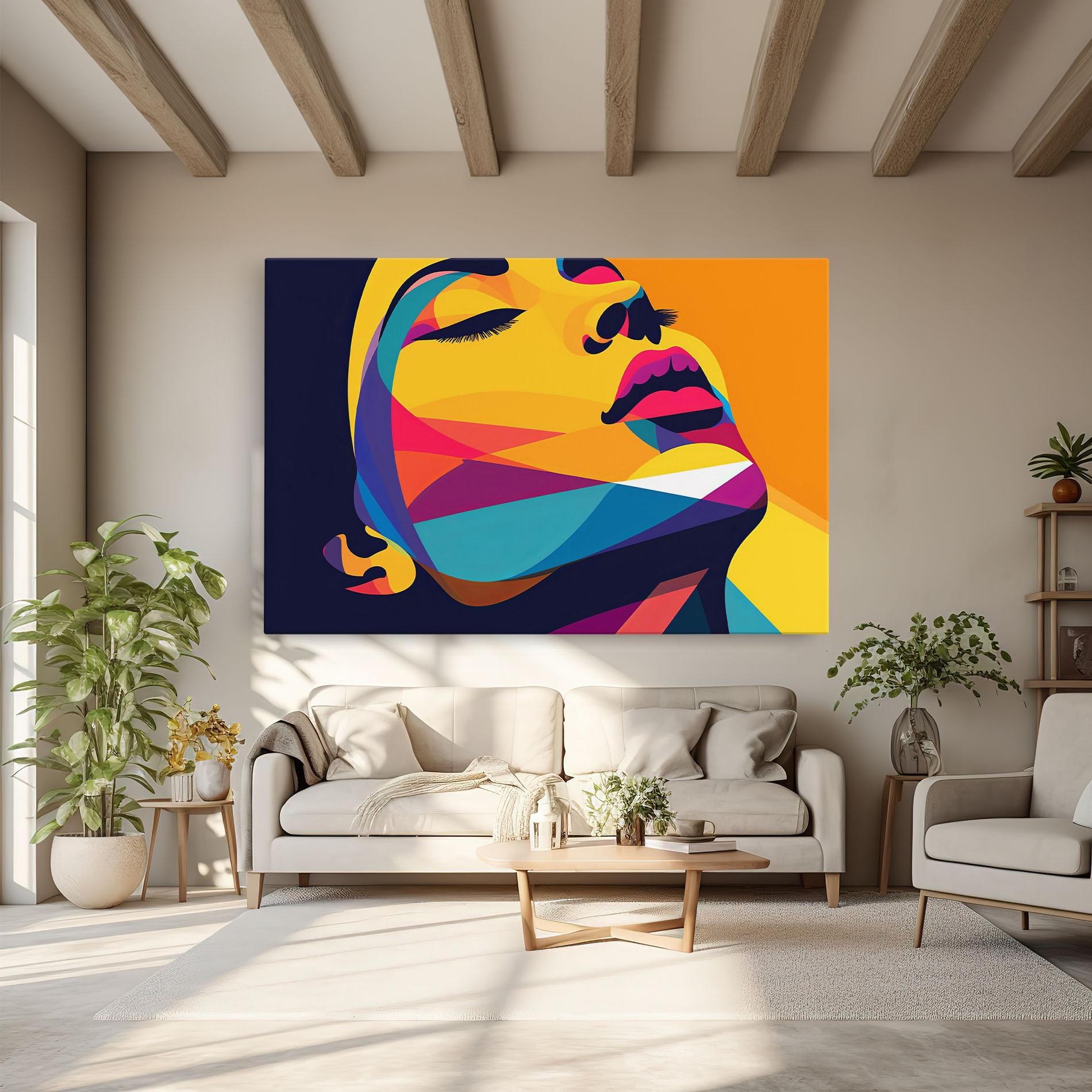 Vászonkép Yellow Pop Face mockup 6