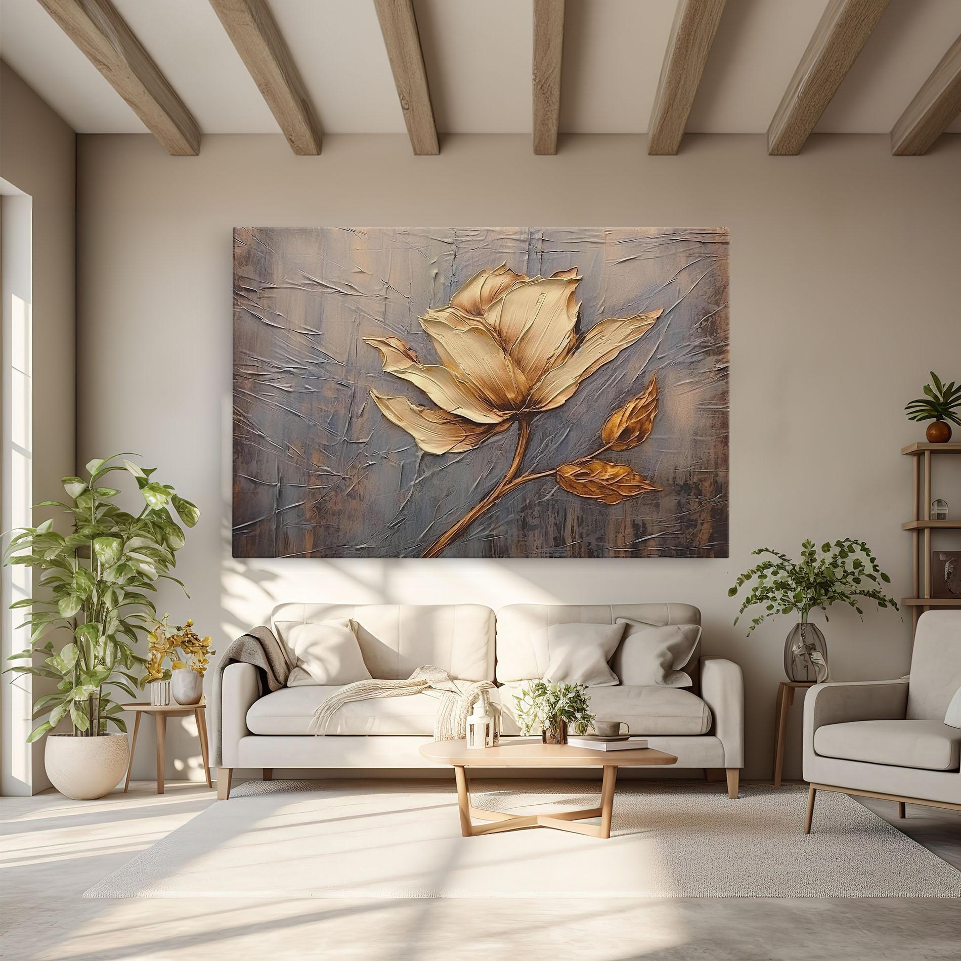 Vászonkép Cream Rose On Blue mockup 6