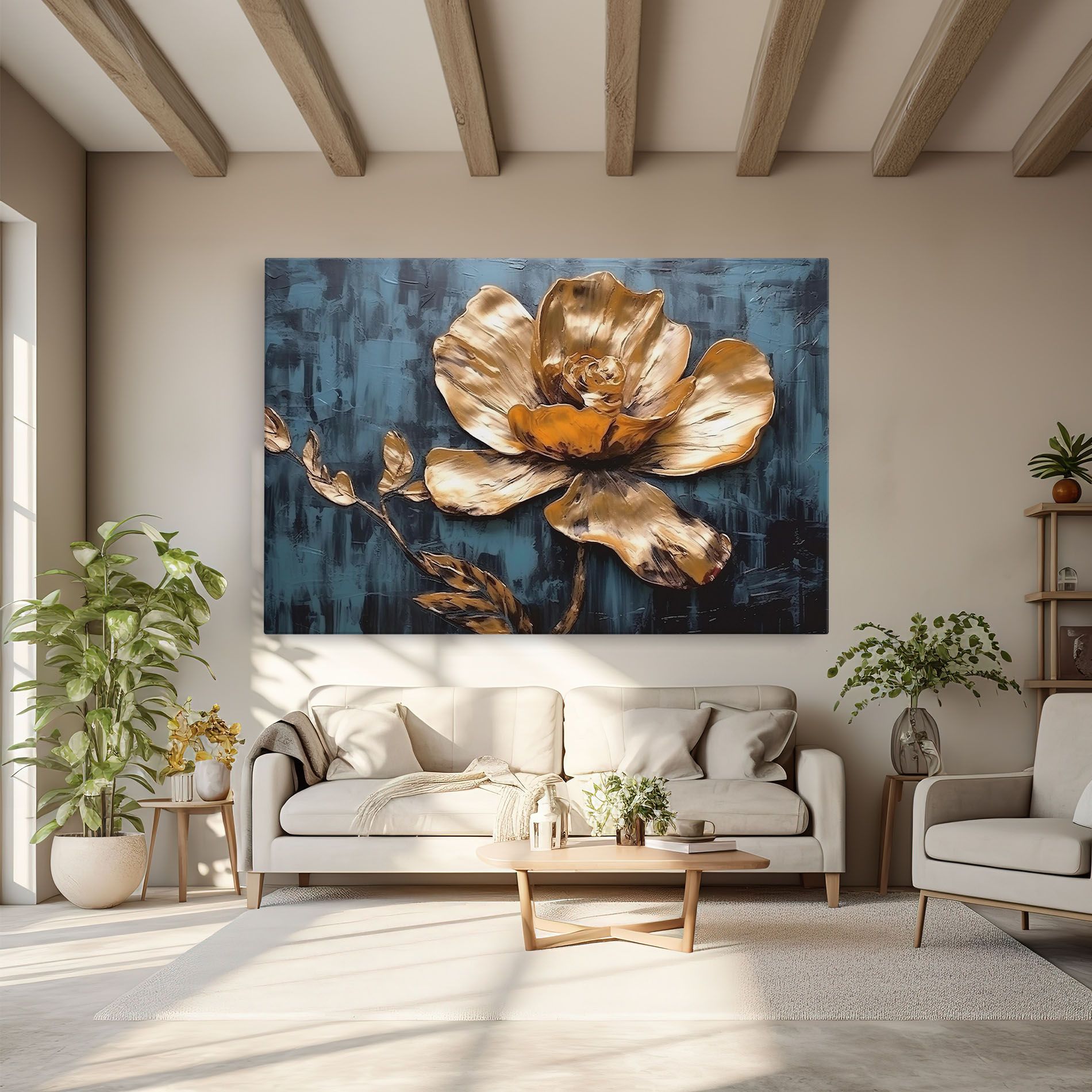 Golden Rose On Blue mockup 6
