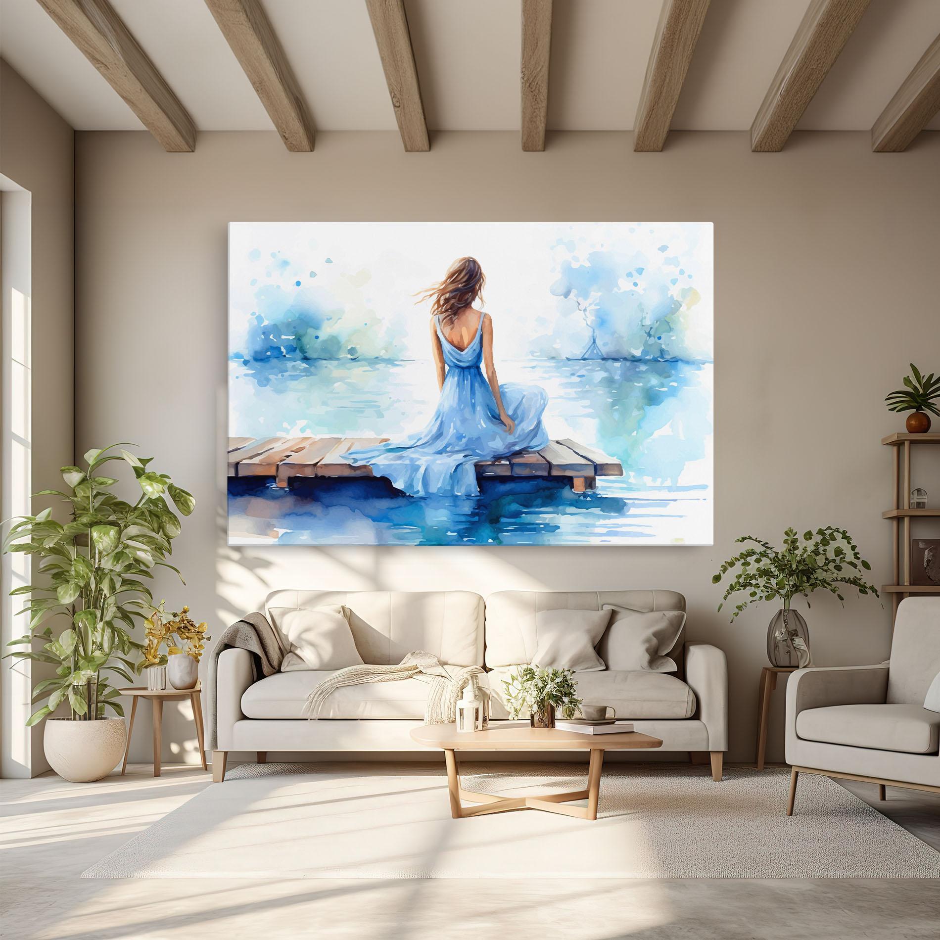Vászonkép Lake Blue Woman mockup 6