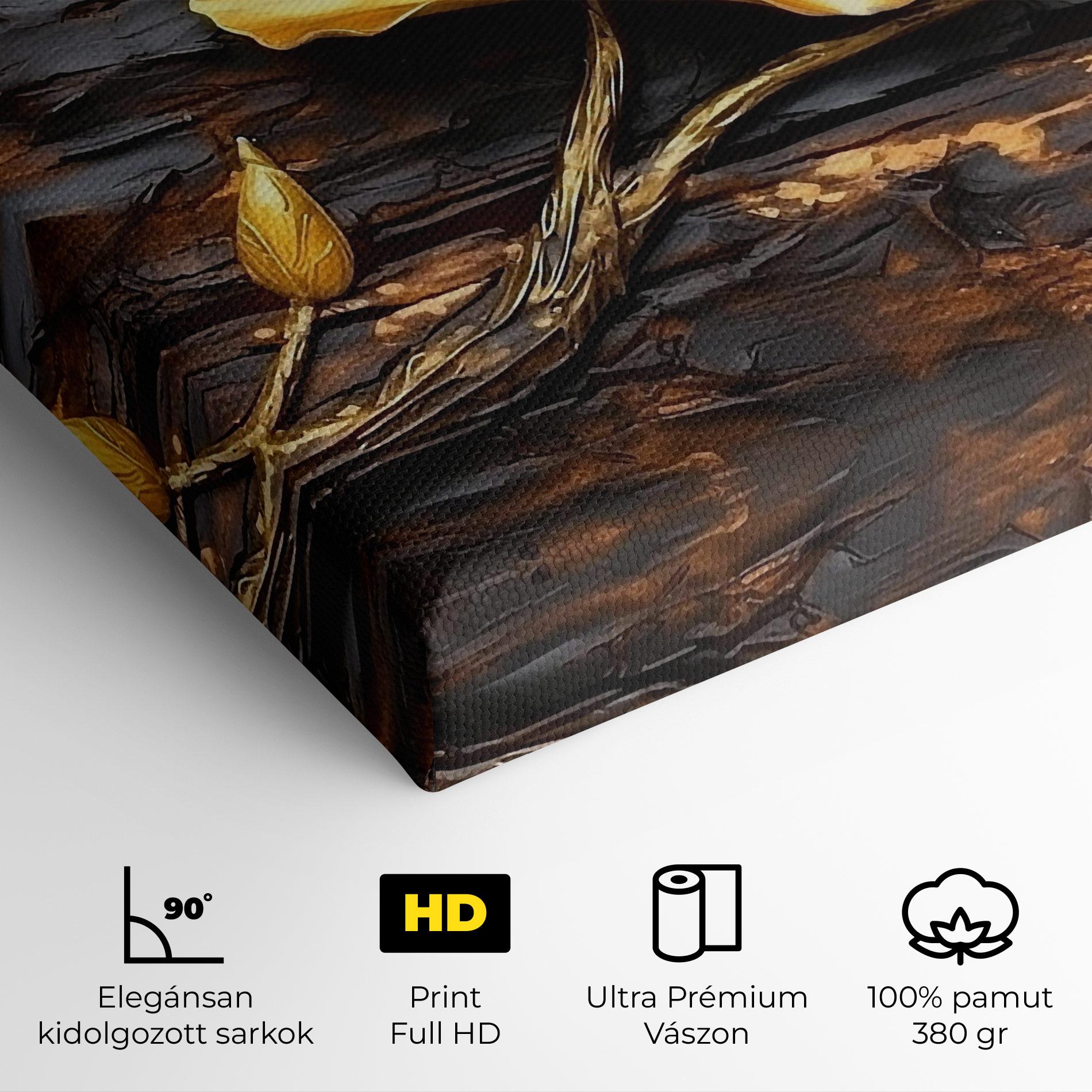 Vászonkép Golden Rose On Wood mockup 4