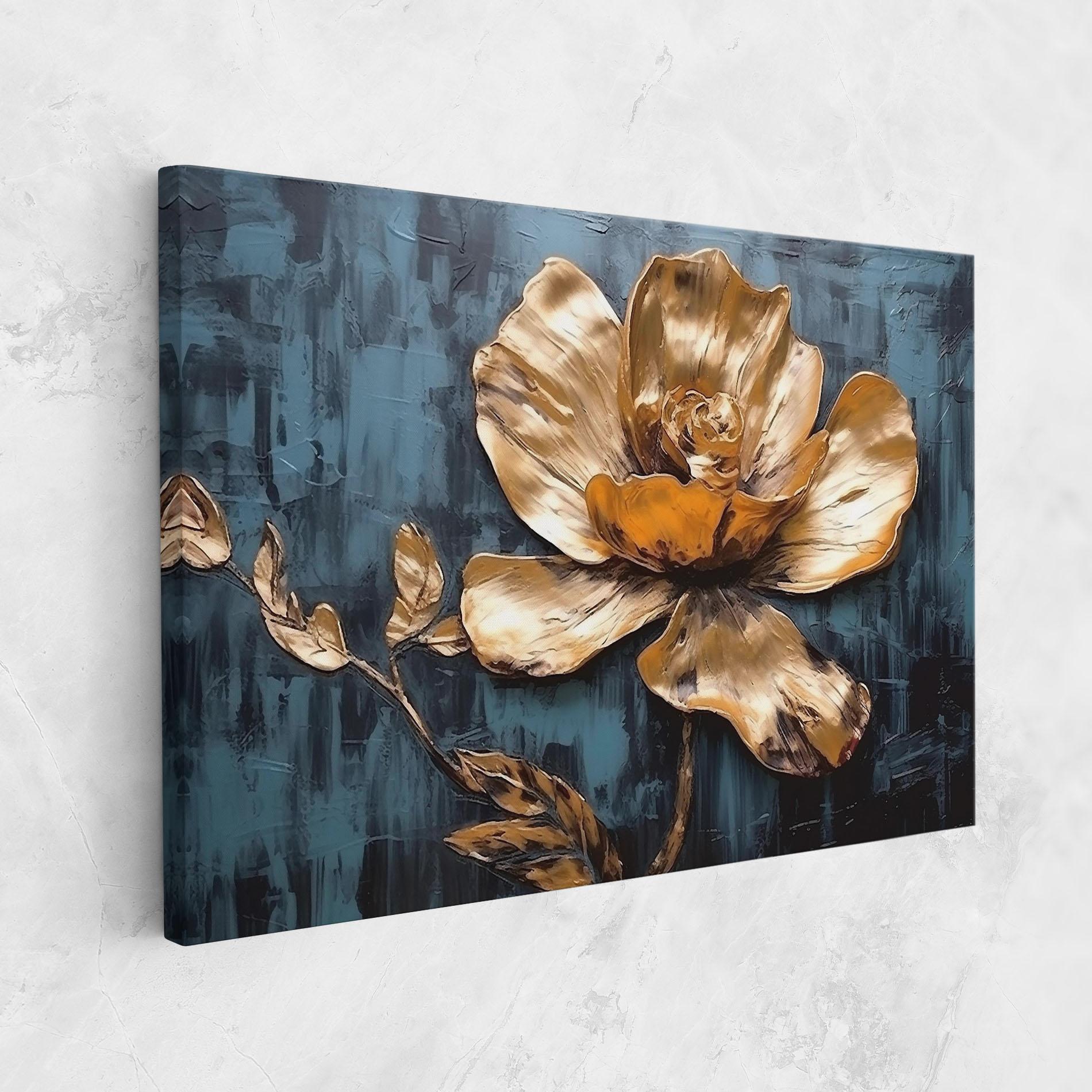 Vászonkép Golden Rose On Blue mockup 1