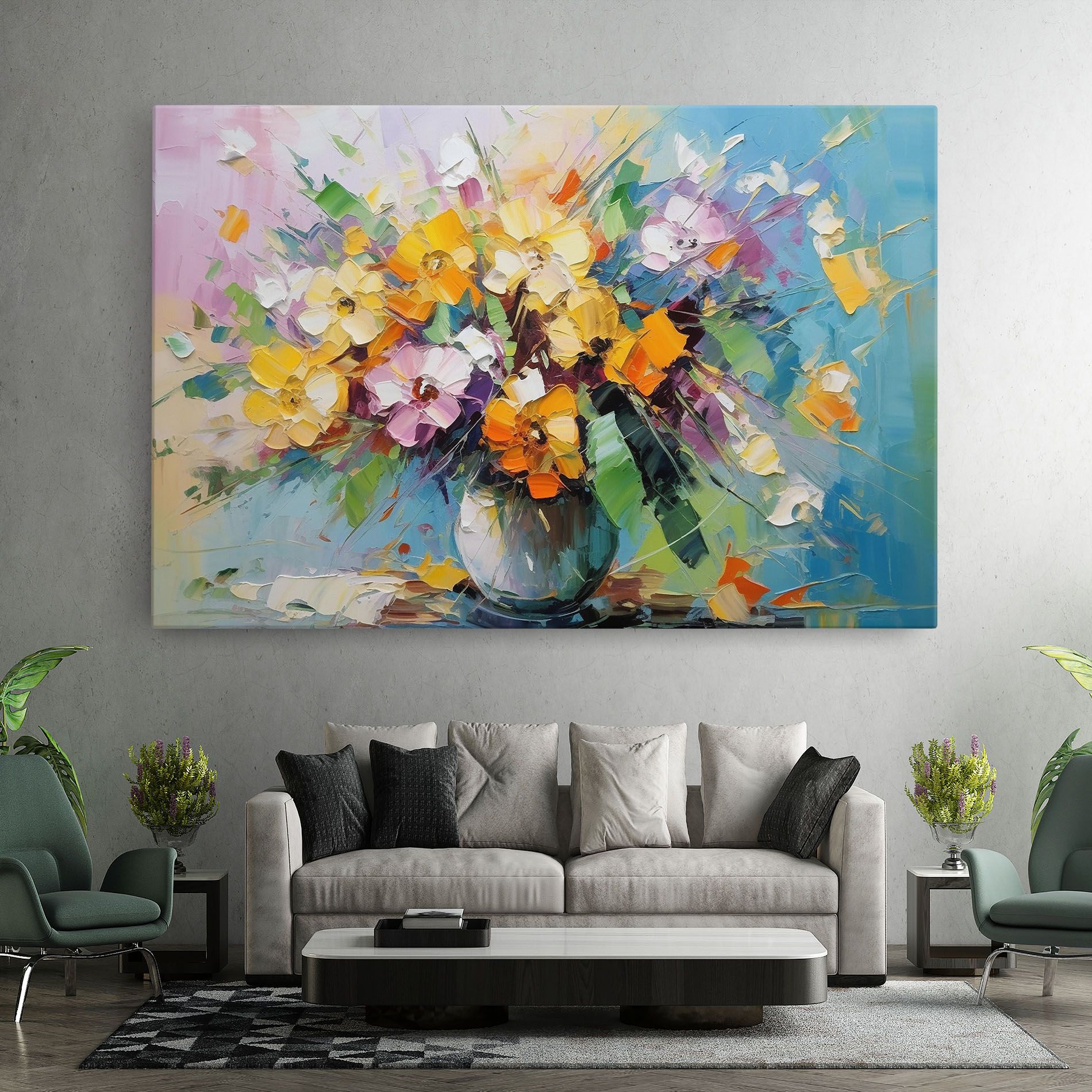 Colorfull Flowers Painting mockup 7