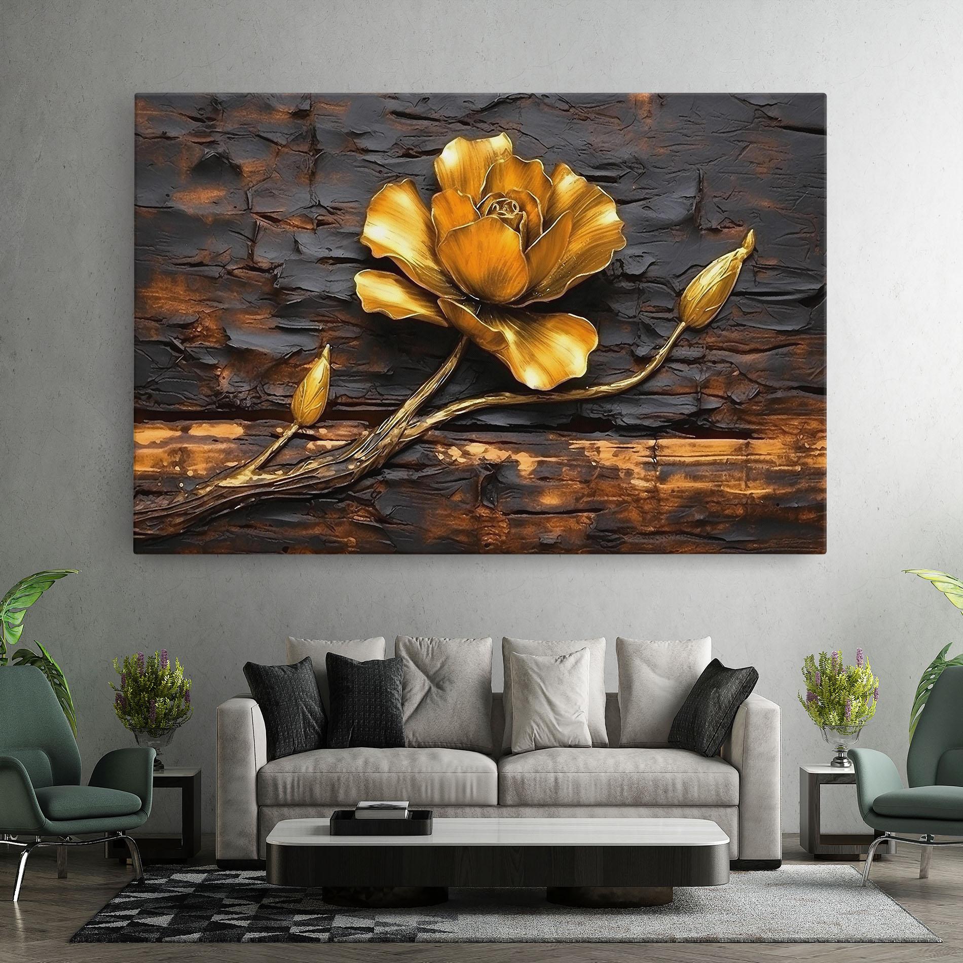 Vászonkép Golden Rose On Wood mockup 7