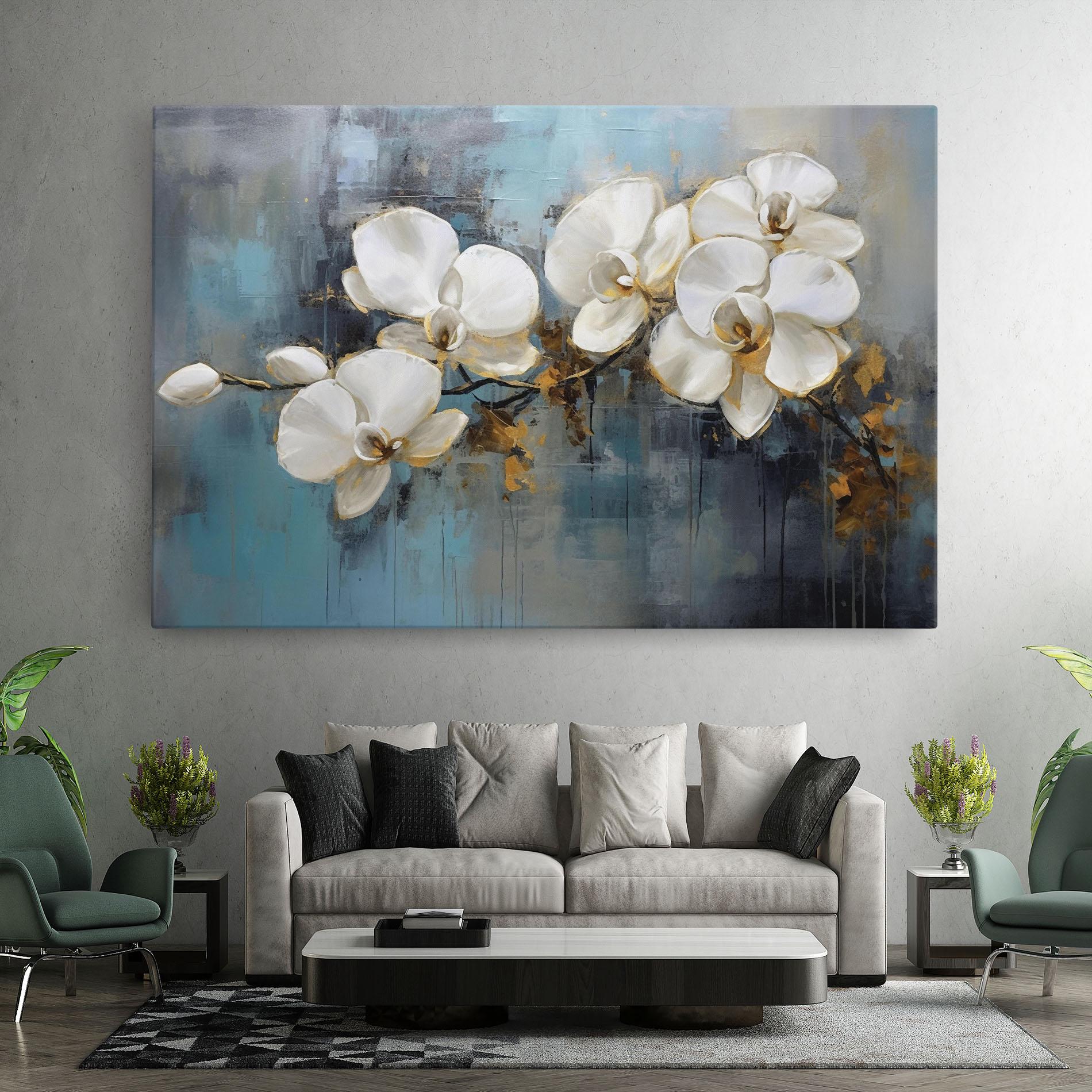 Vászonkép White Orchids Painting mockup 7