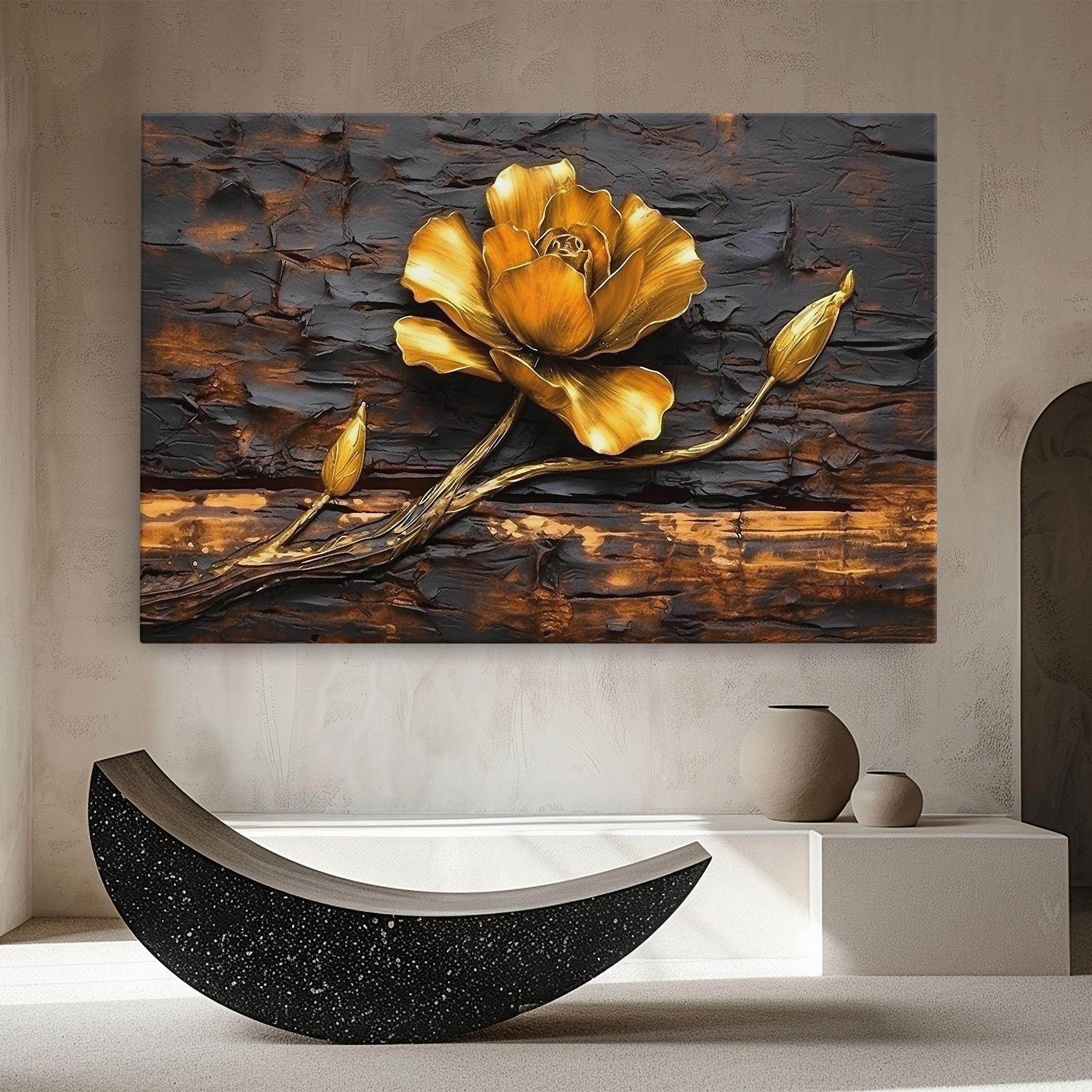 Vászonkép Golden Rose On Wood mockup 8