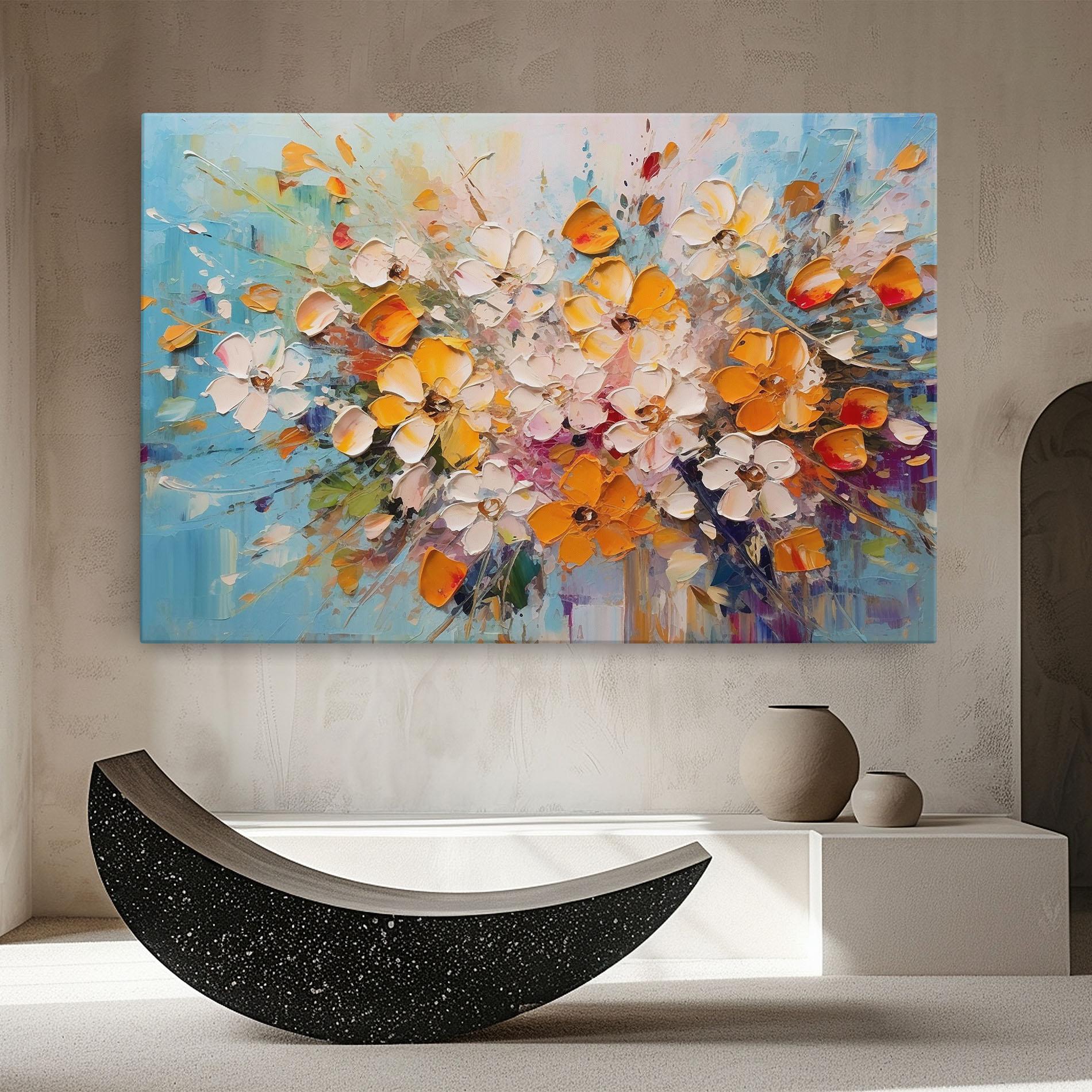 Vászonkép Pretty Flowers On Blue mockup 8