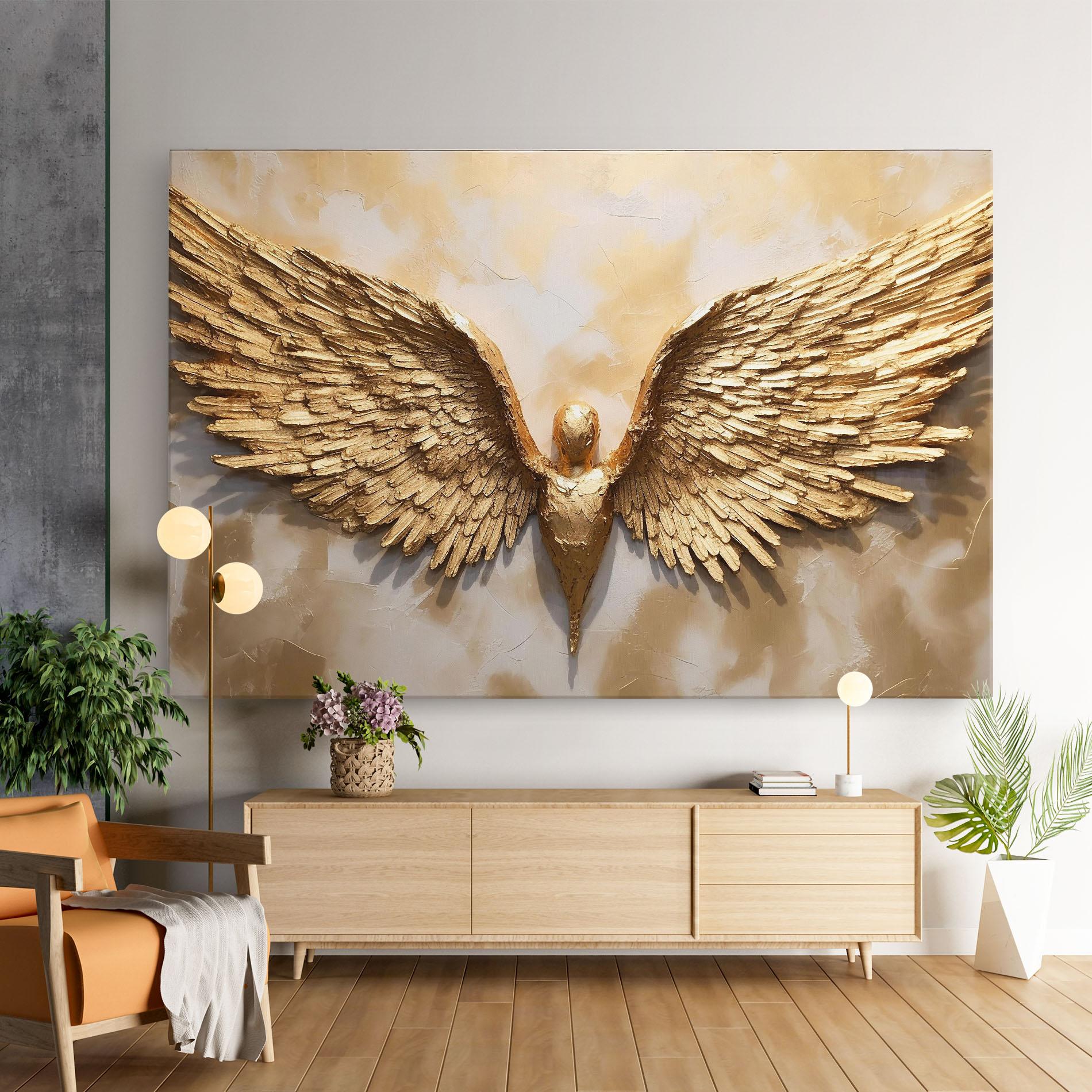Vászonkép Beautiful Gold Wings mockup 9