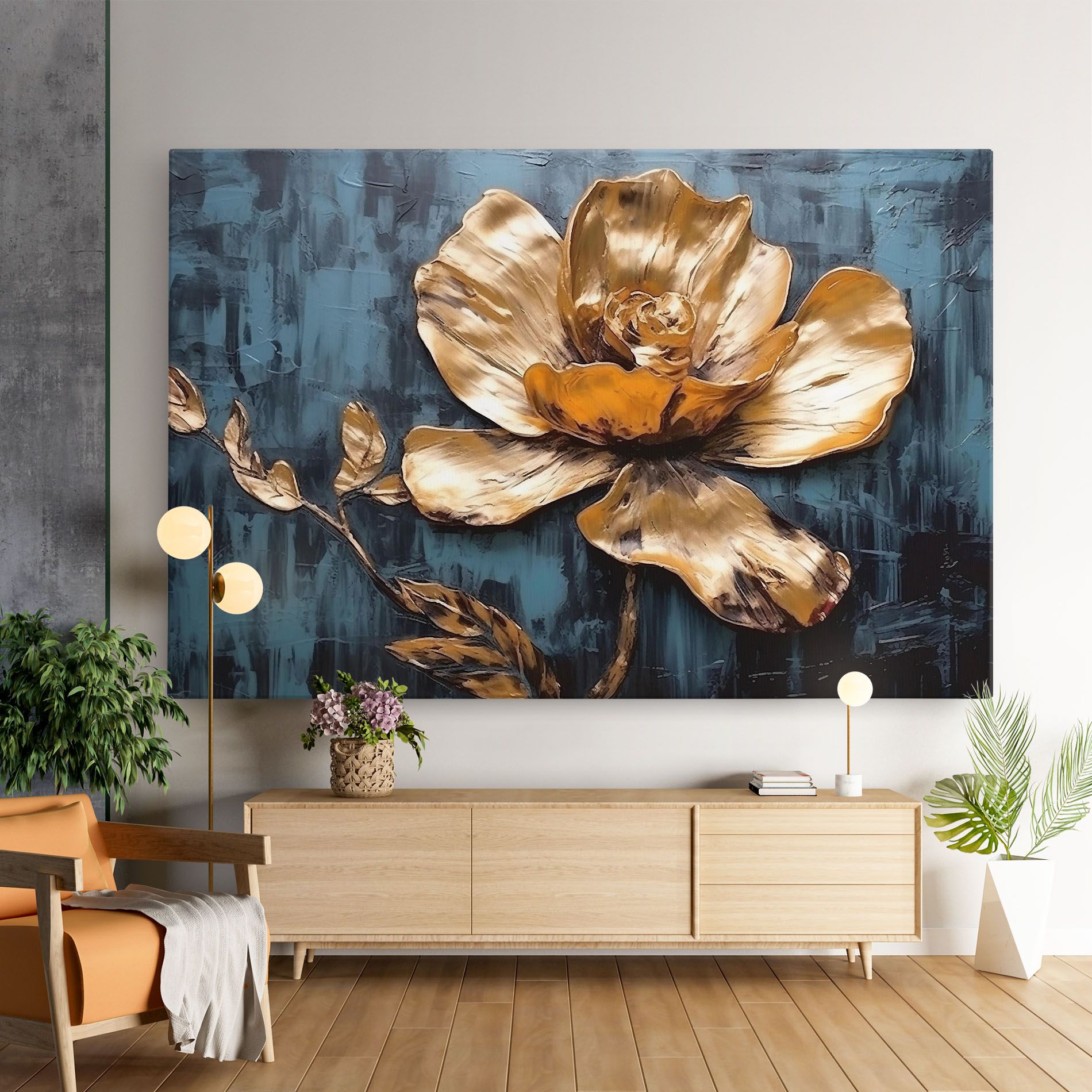 Golden Rose On Blue mockup 9