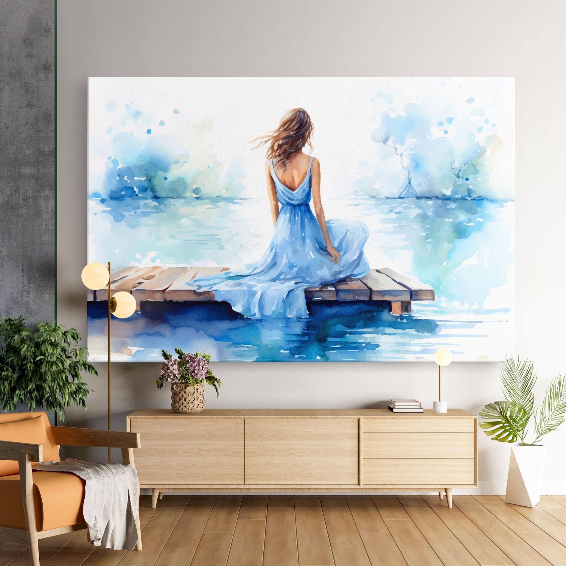 Vászonkép Lake Blue Woman mockup 9