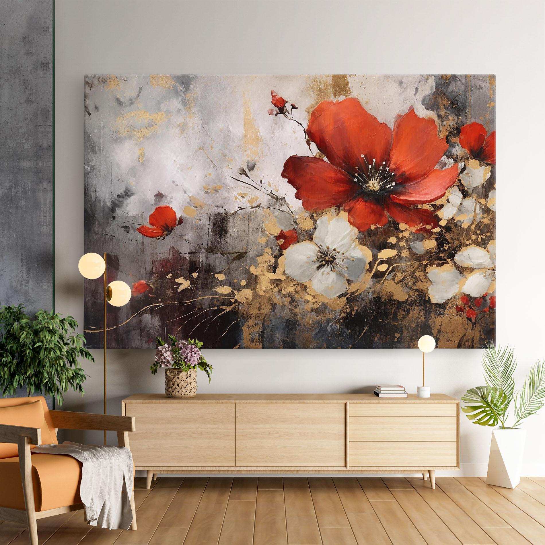 Vászonkép Red Poppy Painting mockup 9
