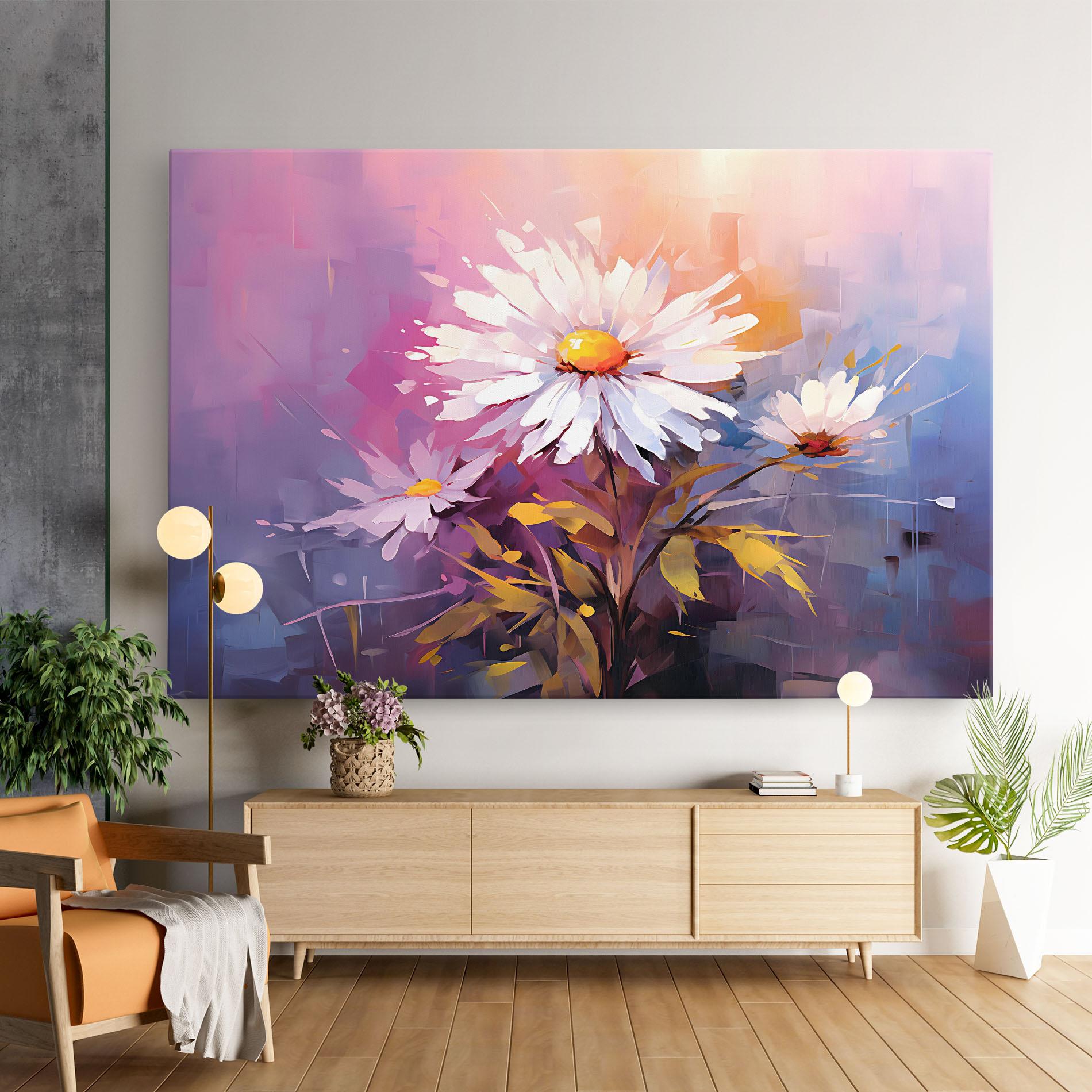 Vászonkép White Flower On Purple mockup 9
